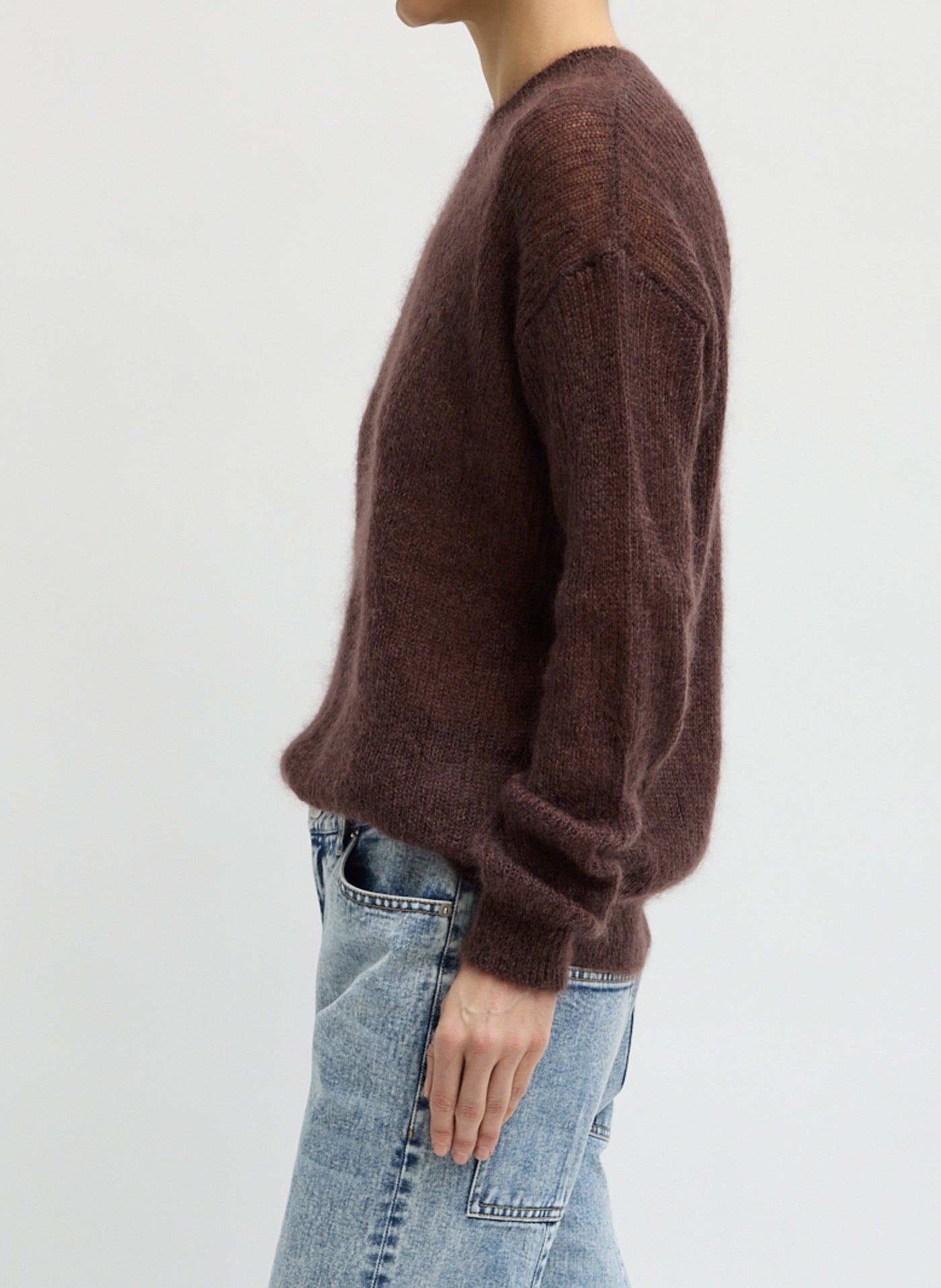 Tibi-Silk Super Kid Mohair Crewneck Easy Pullover - Brown-Sweaters-Boboli-Vancouver-Canada