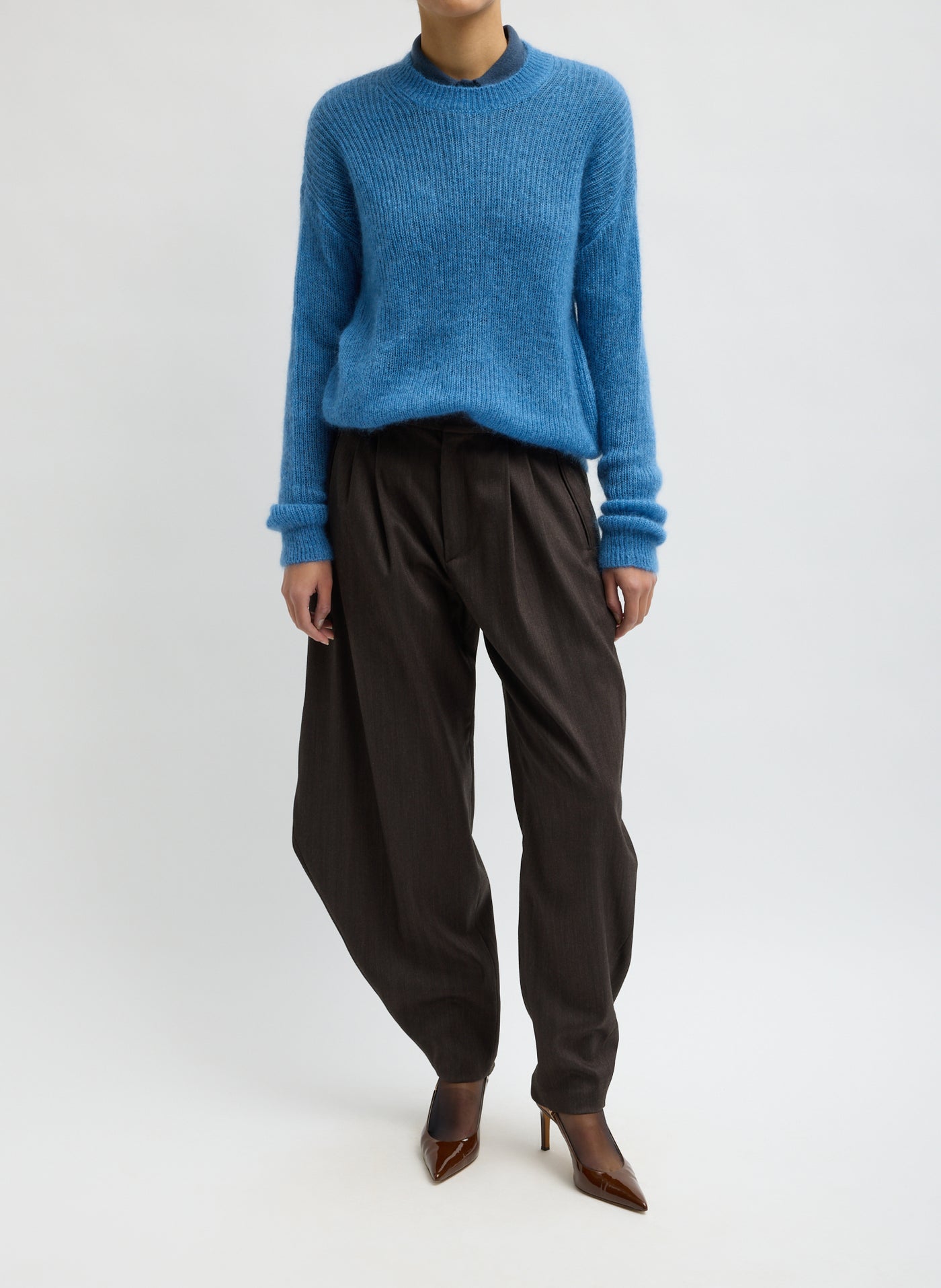 Tibi-Silk Super Kid Mohair Crewneck Easy Pullover - Newman Blue-Sweaters-Boboli-Vancouver-Canada