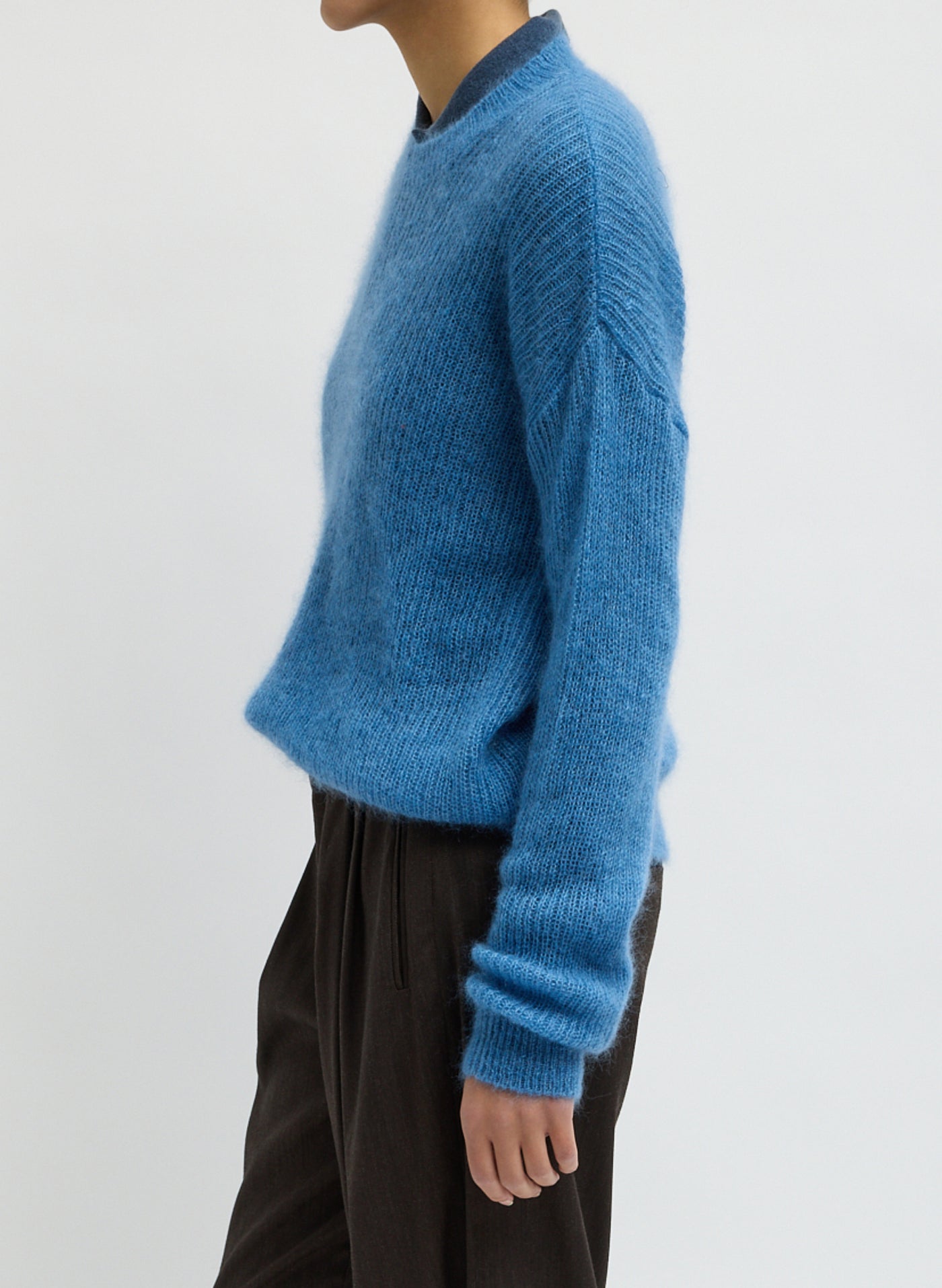 Tibi-Silk Super Kid Mohair Crewneck Easy Pullover - Newman Blue-Sweaters-Boboli-Vancouver-Canada