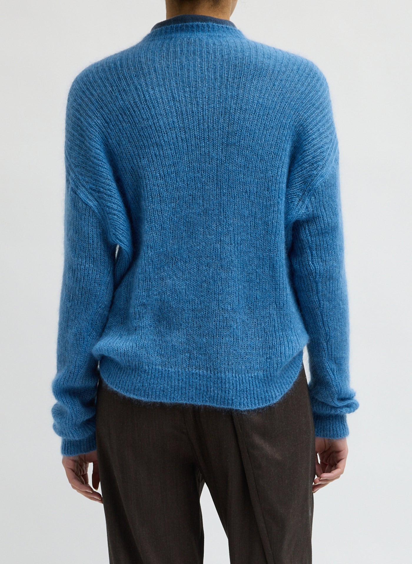 Tibi-Silk Super Kid Mohair Crewneck Easy Pullover - Newman Blue-Sweaters-Boboli-Vancouver-Canada