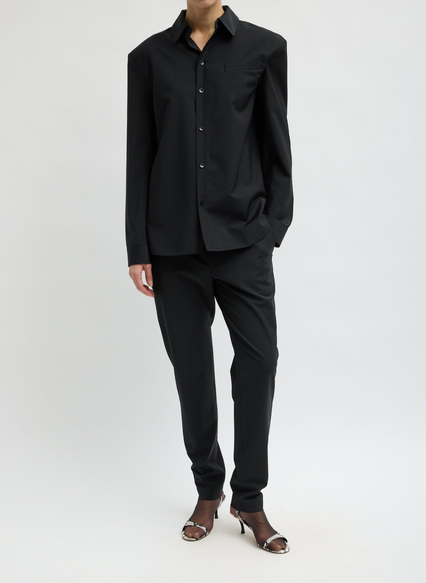 Tibi-Recycled Tropical Wool Detached Shirt - Black-Shirts-Boboli-Vancouver-Canada
