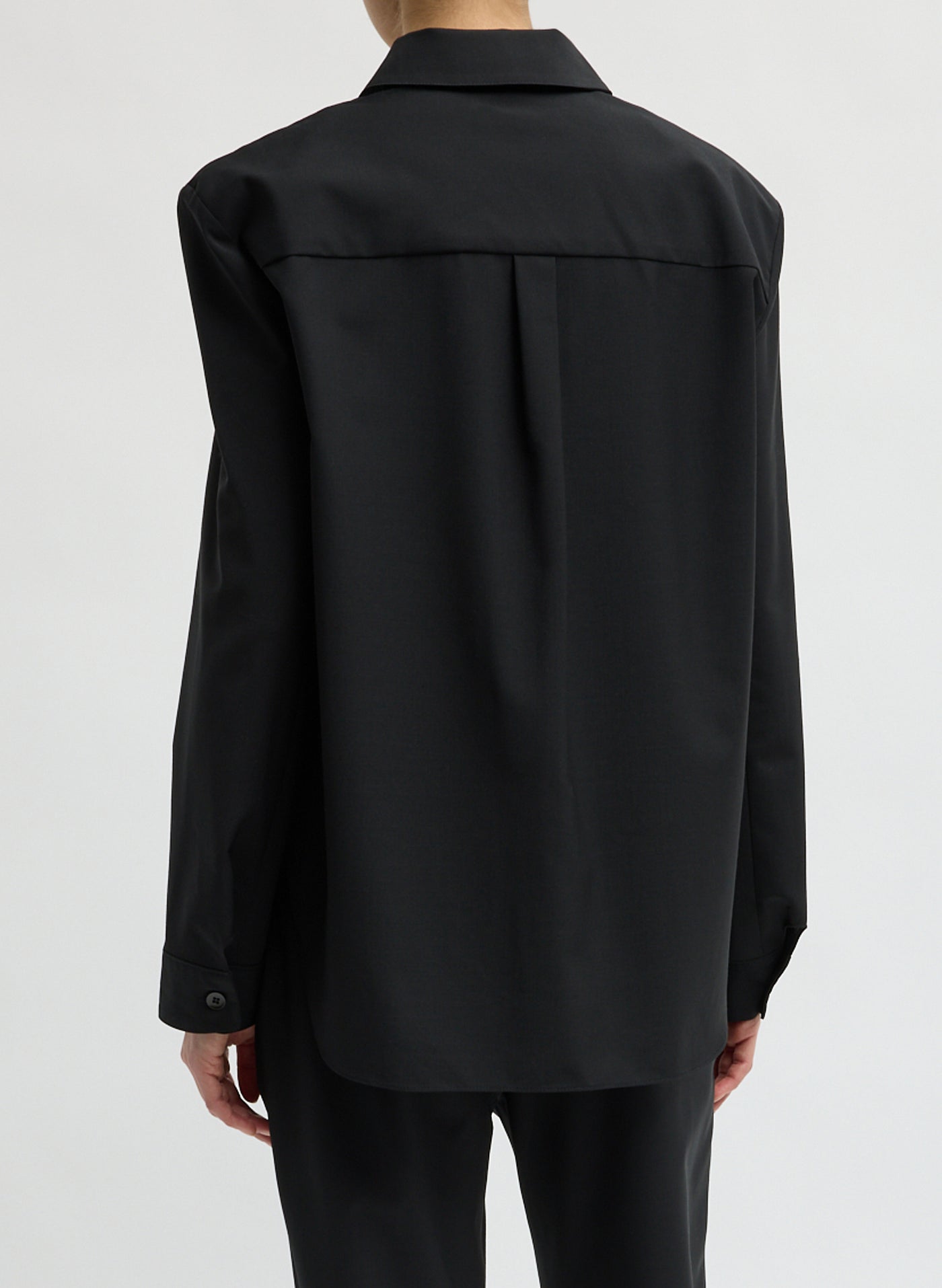 Tibi-Recycled Tropical Wool Detached Shirt - Black-Shirts-Boboli-Vancouver-Canada