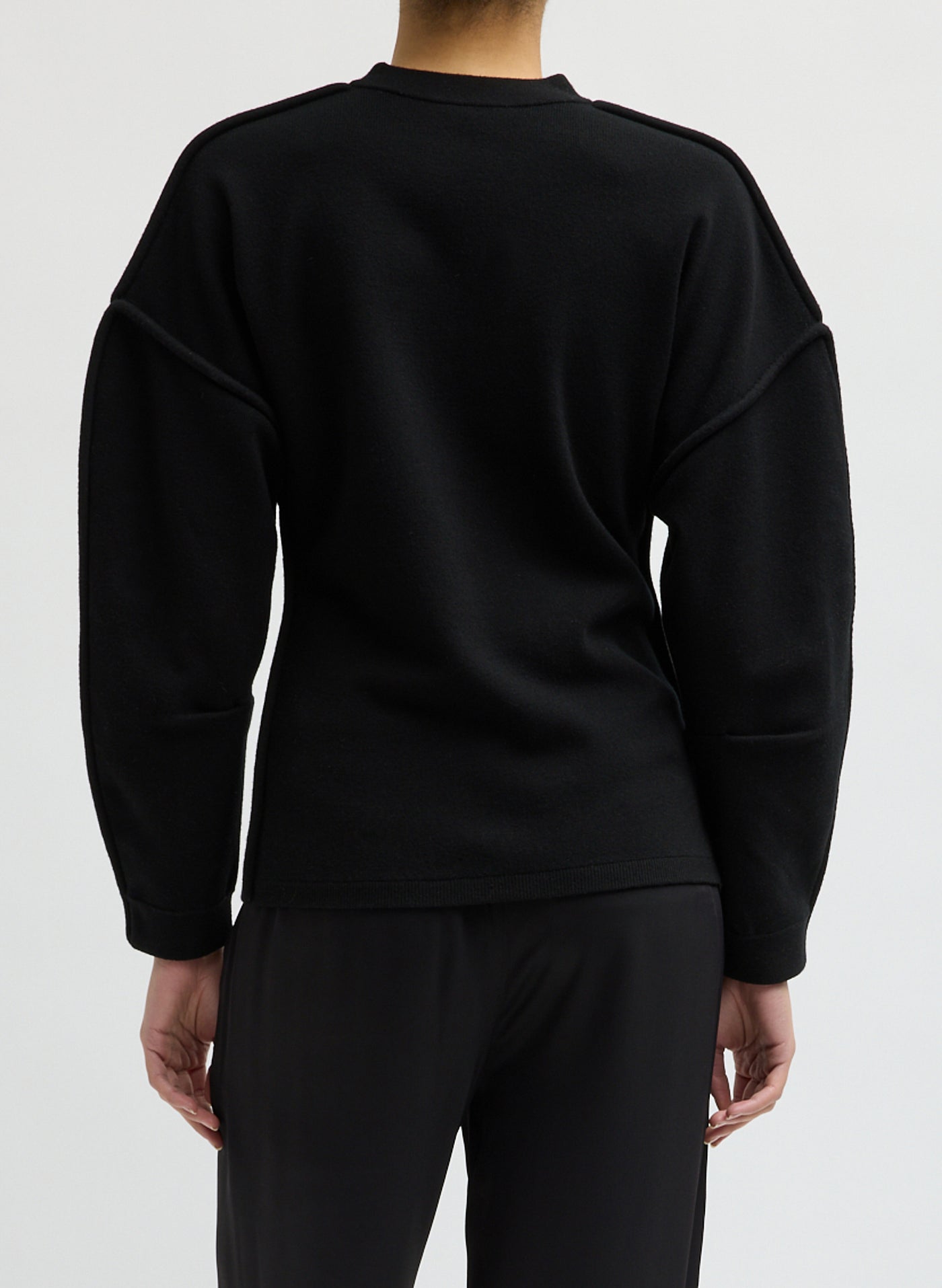 Tibi-Sculpted Wool Fitted Sweater - Black-Sweaters-Boboli-Vancouver-Canada