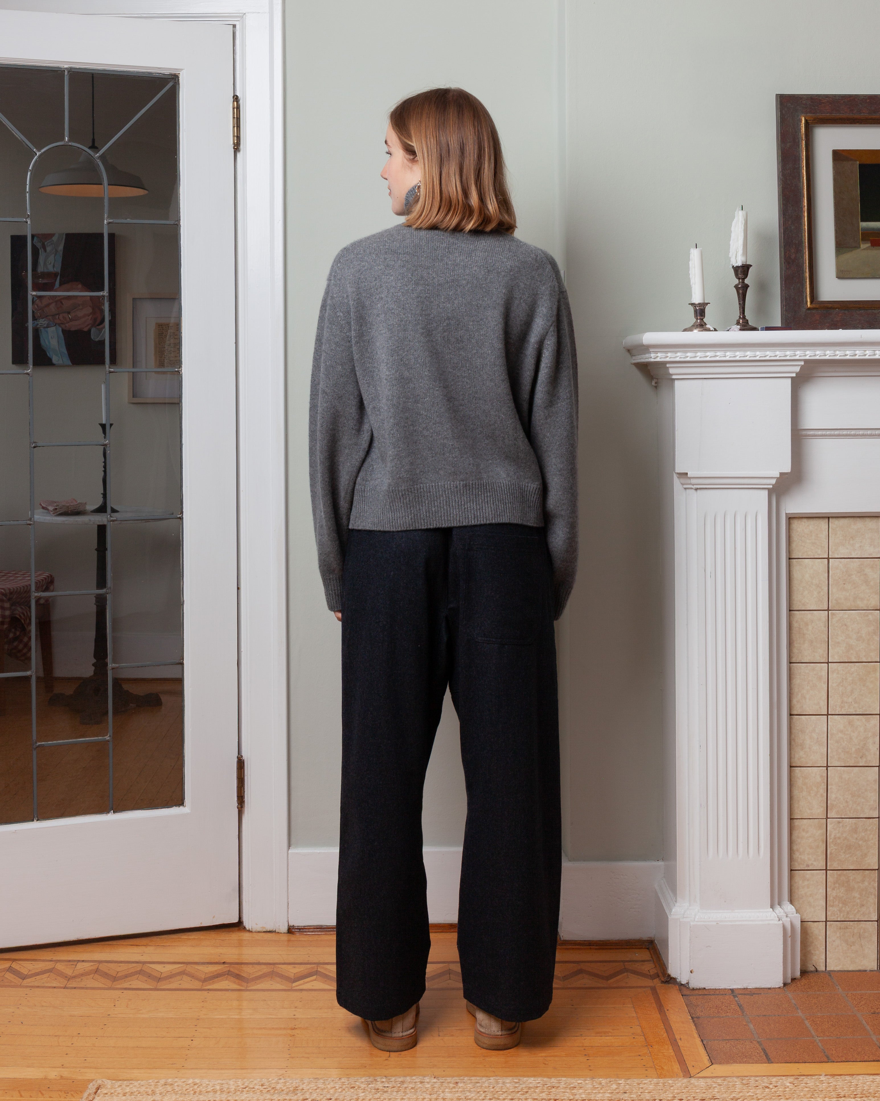 Maddox High Neck Pullover - Mid Grey Melange