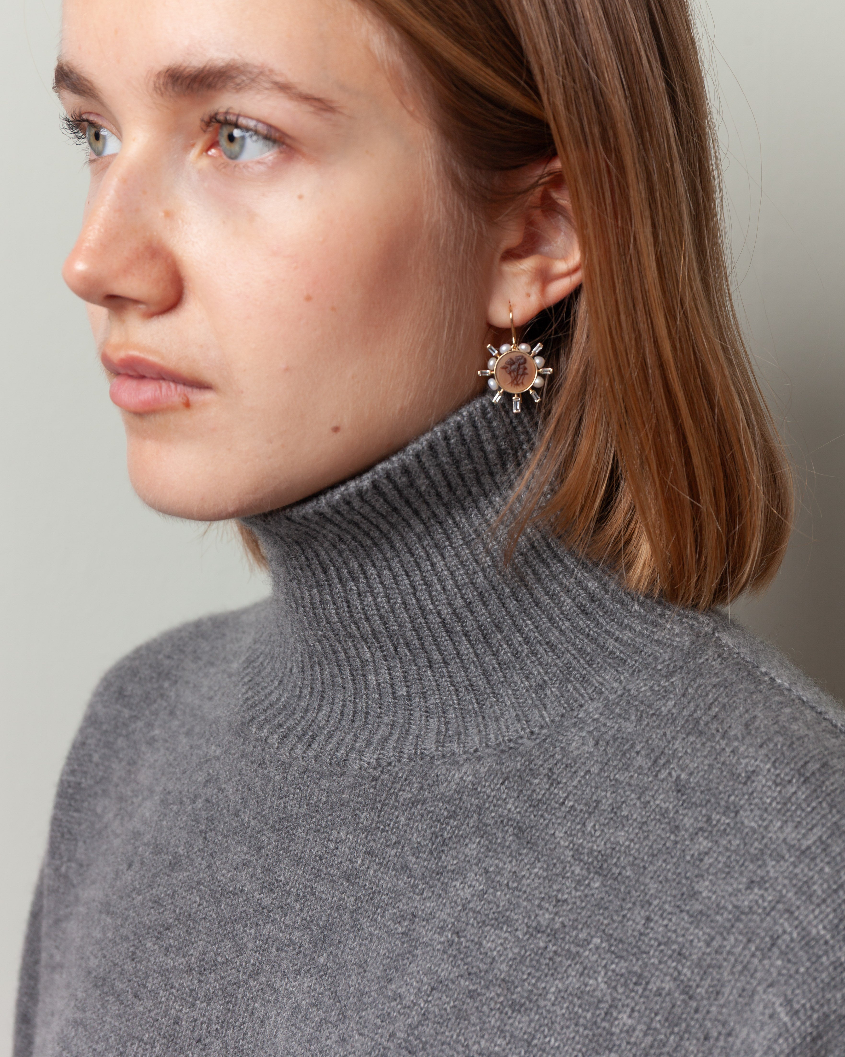 Maddox High Neck Pullover - Mid Grey Melange