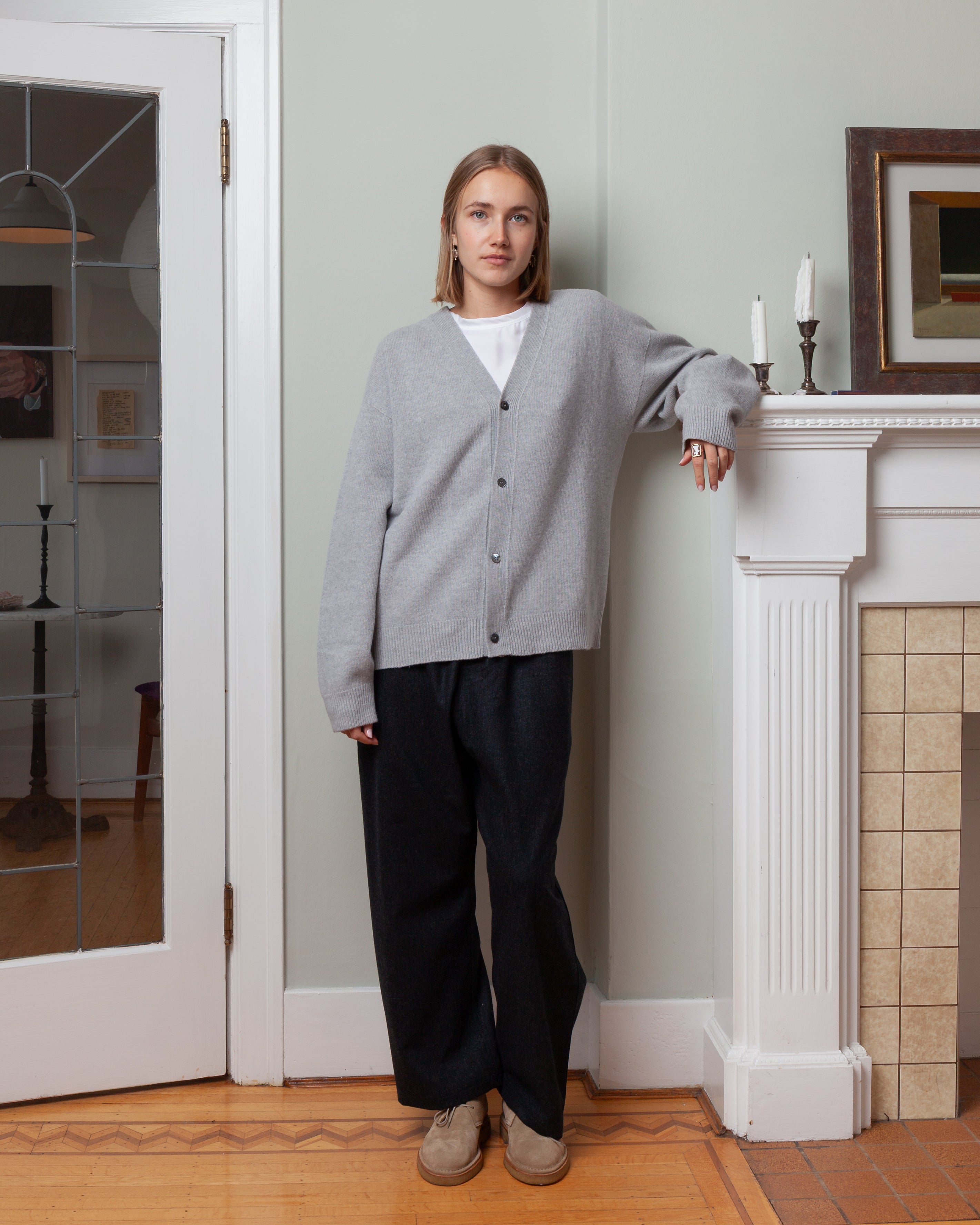 Mabuse Seamless V-Neck Cardigan - Light Grey Melange