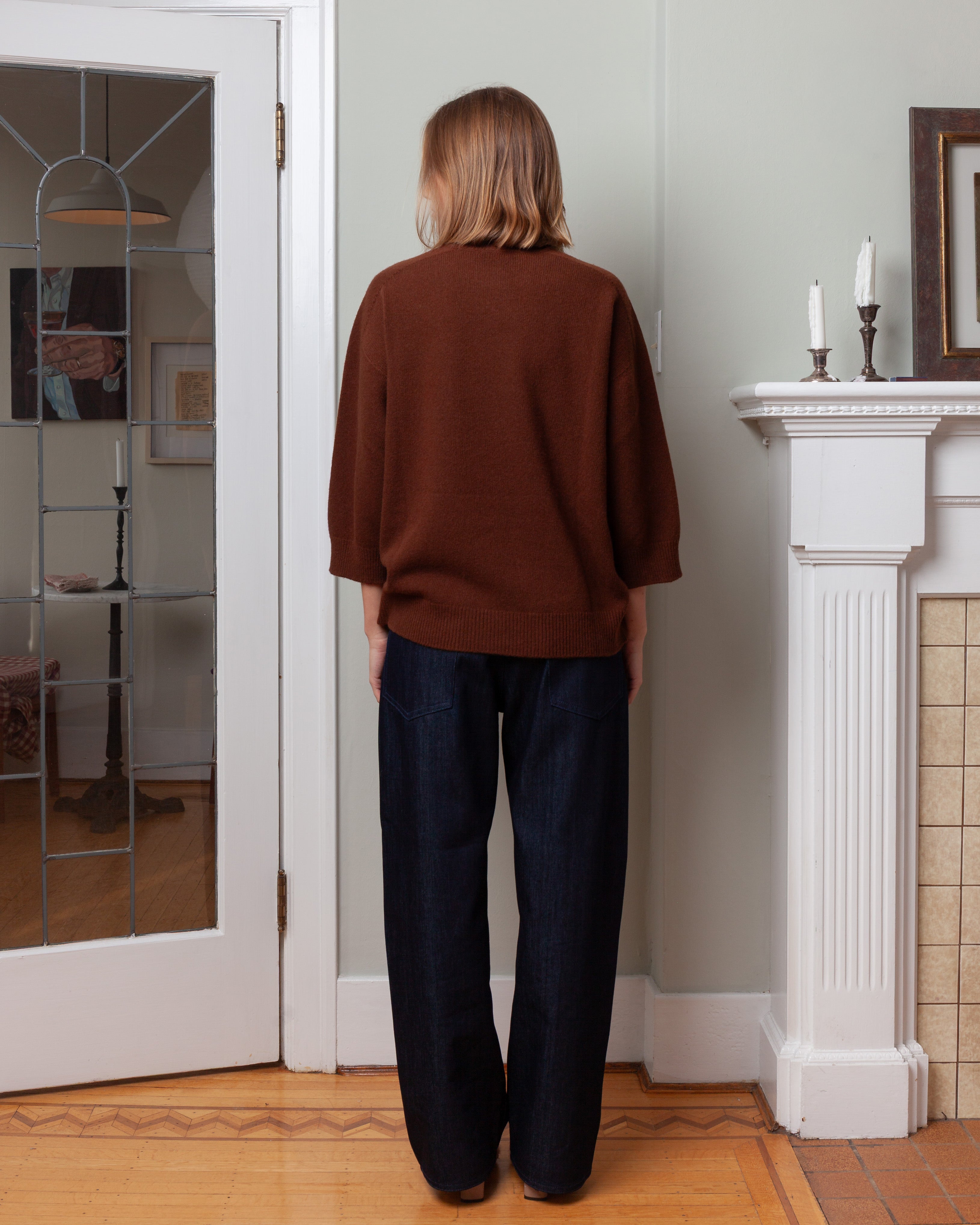 Mouse Seamless 3/4 Sleeve Crewneck - Chestnut