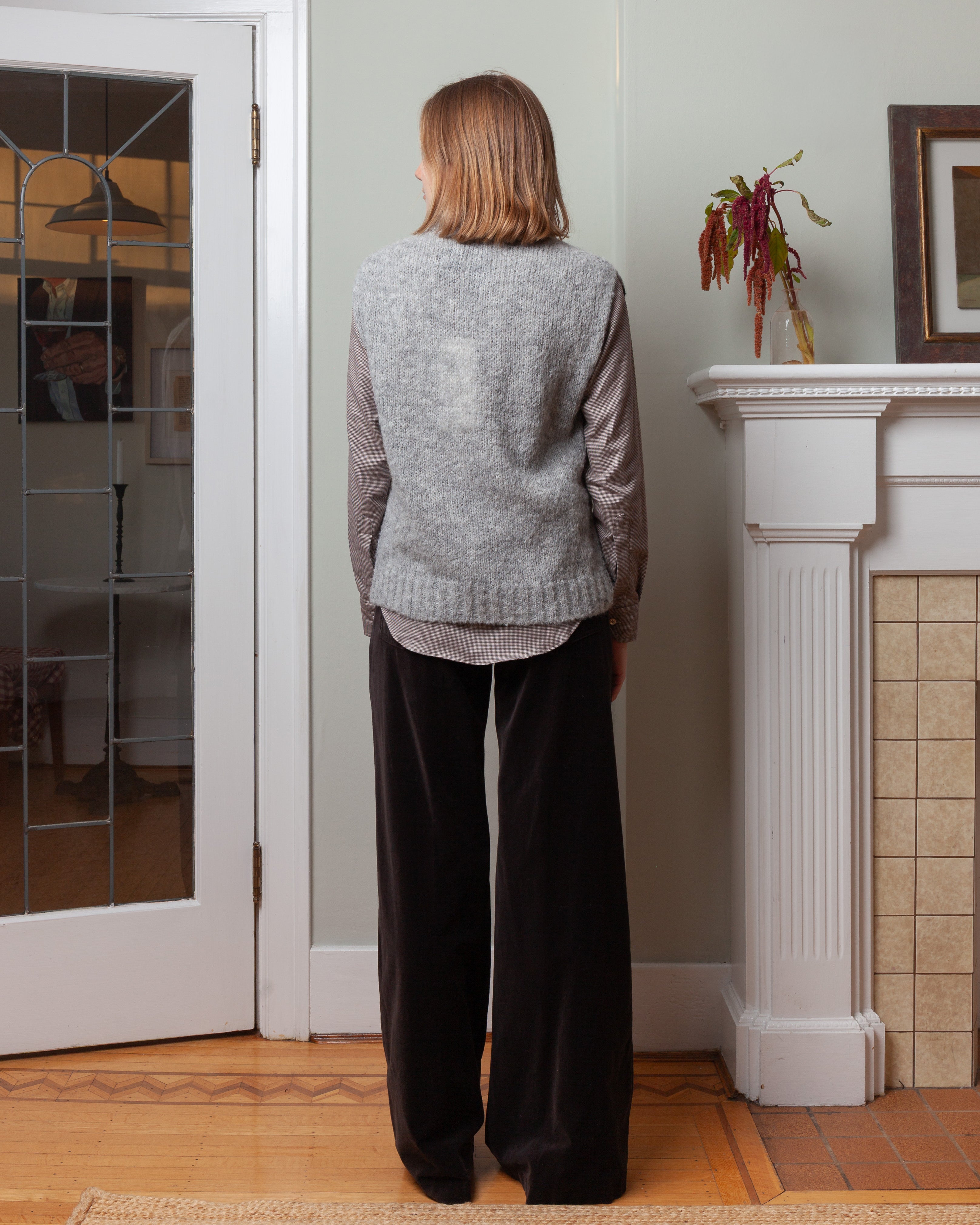 Round Neck Sleeveless Fairisle Pullover - Light Gray