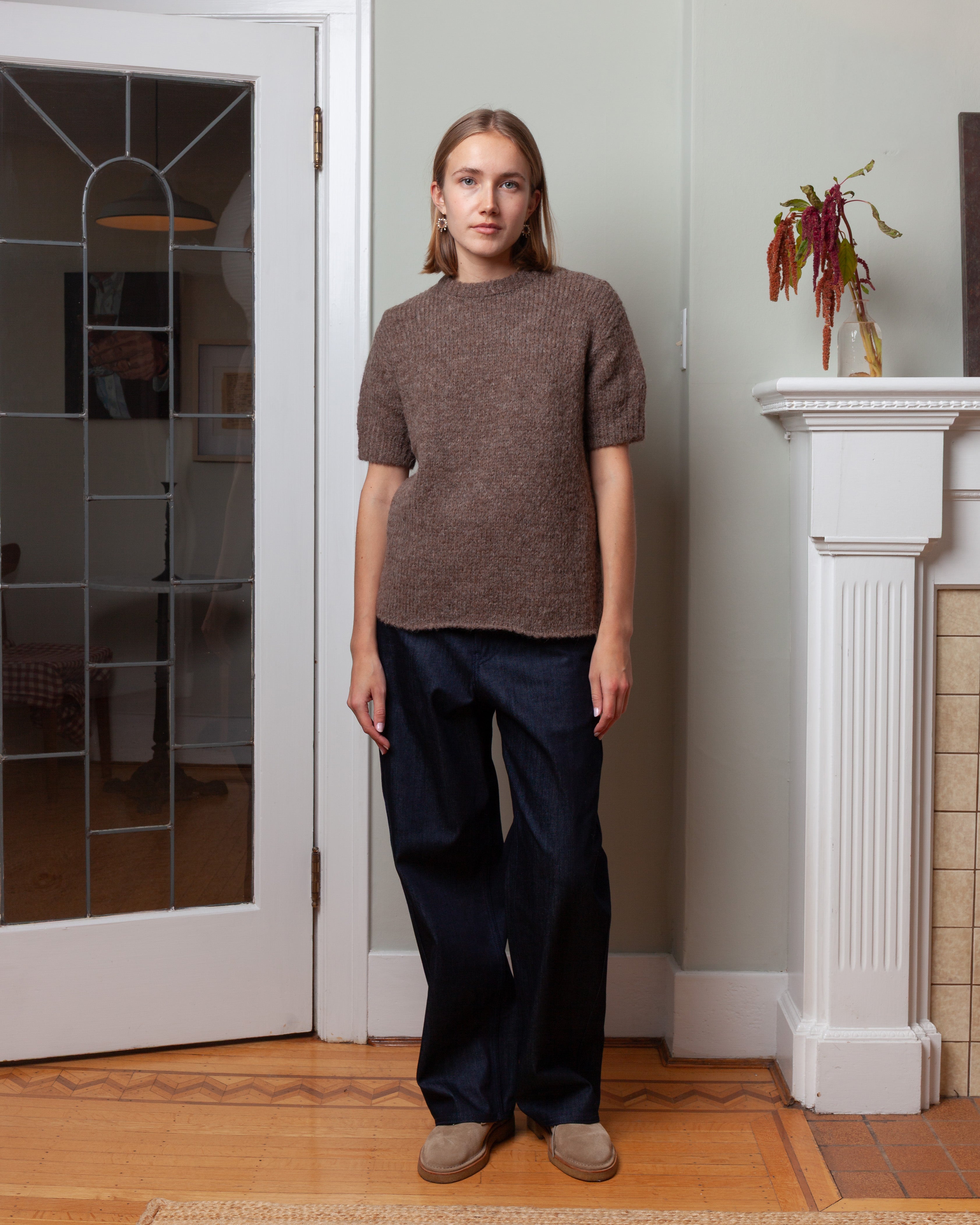 Round Neck Sweater w/Rib S.S. - Nuts