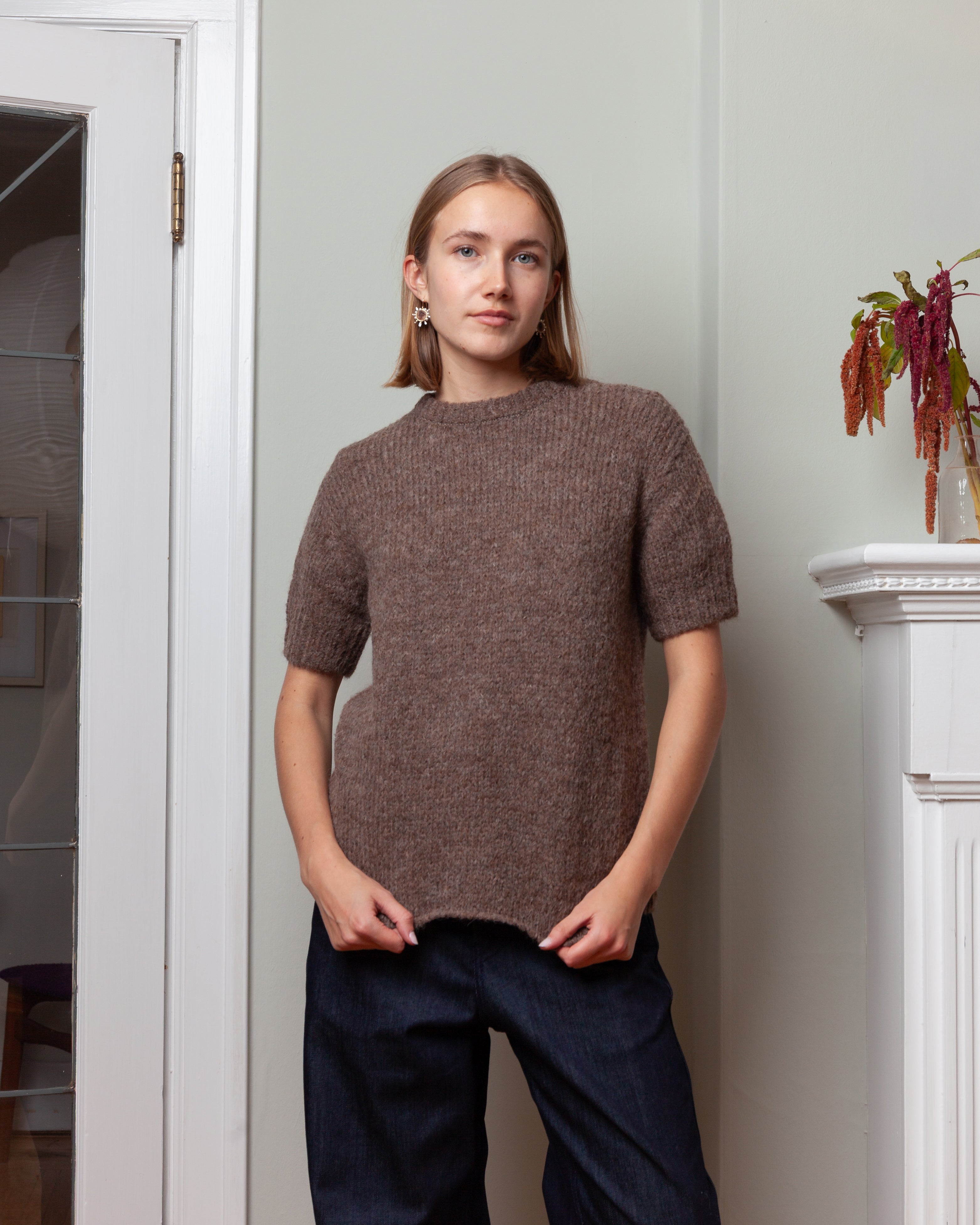 Round Neck Sweater w/Rib S.S. - Nuts