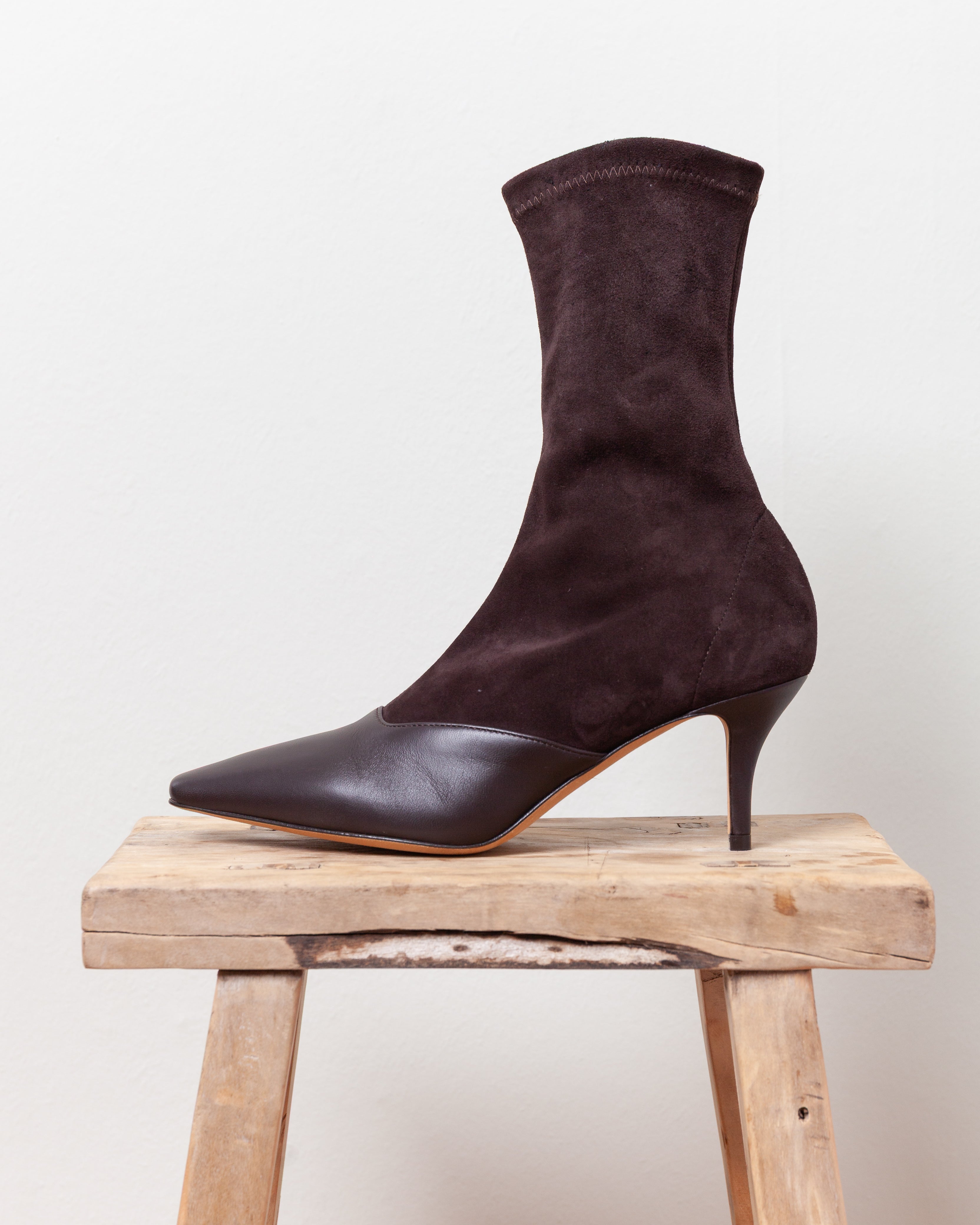Olivia Nappa Suede Bootie - Brown