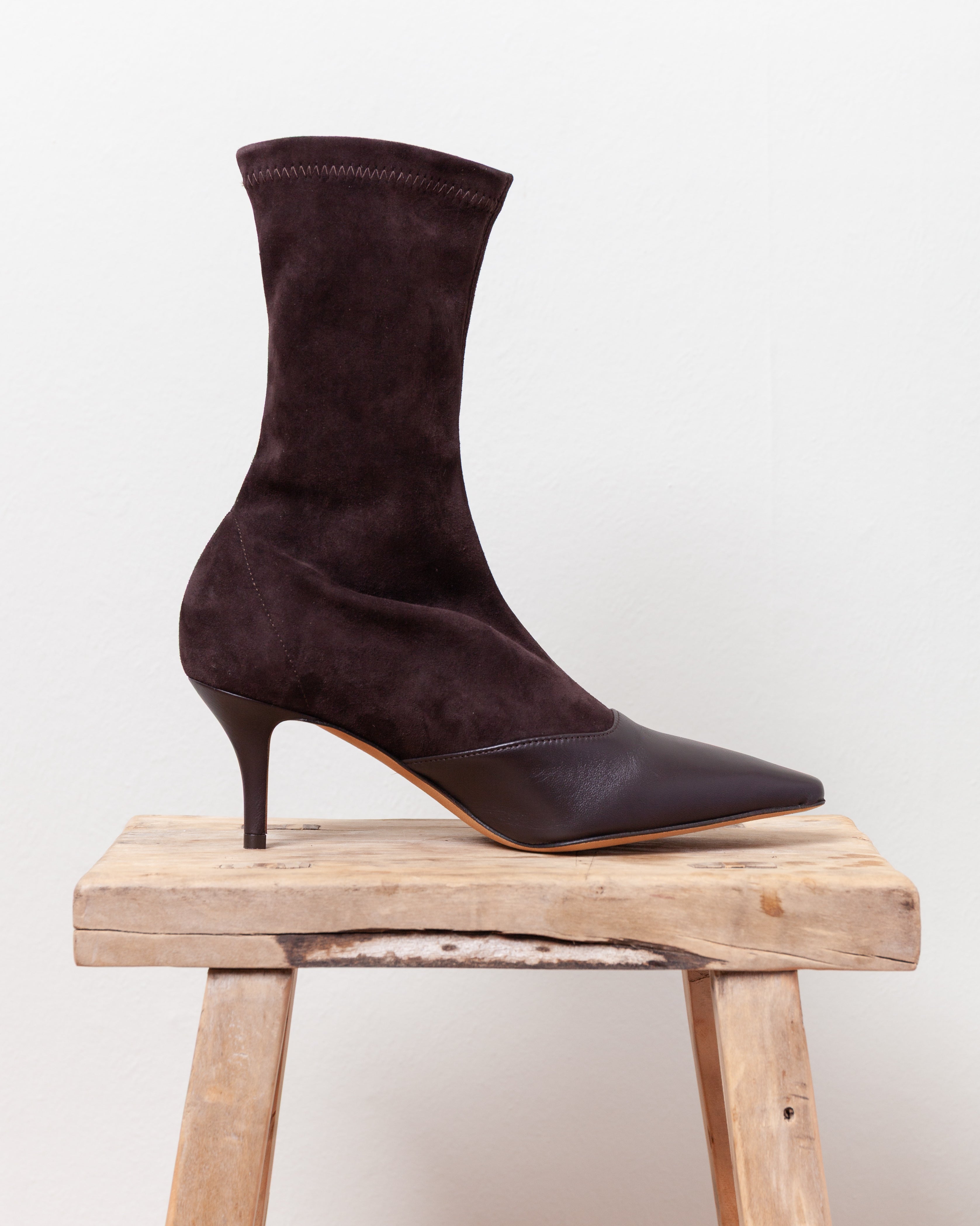 Olivia Nappa Suede Bootie - Brown