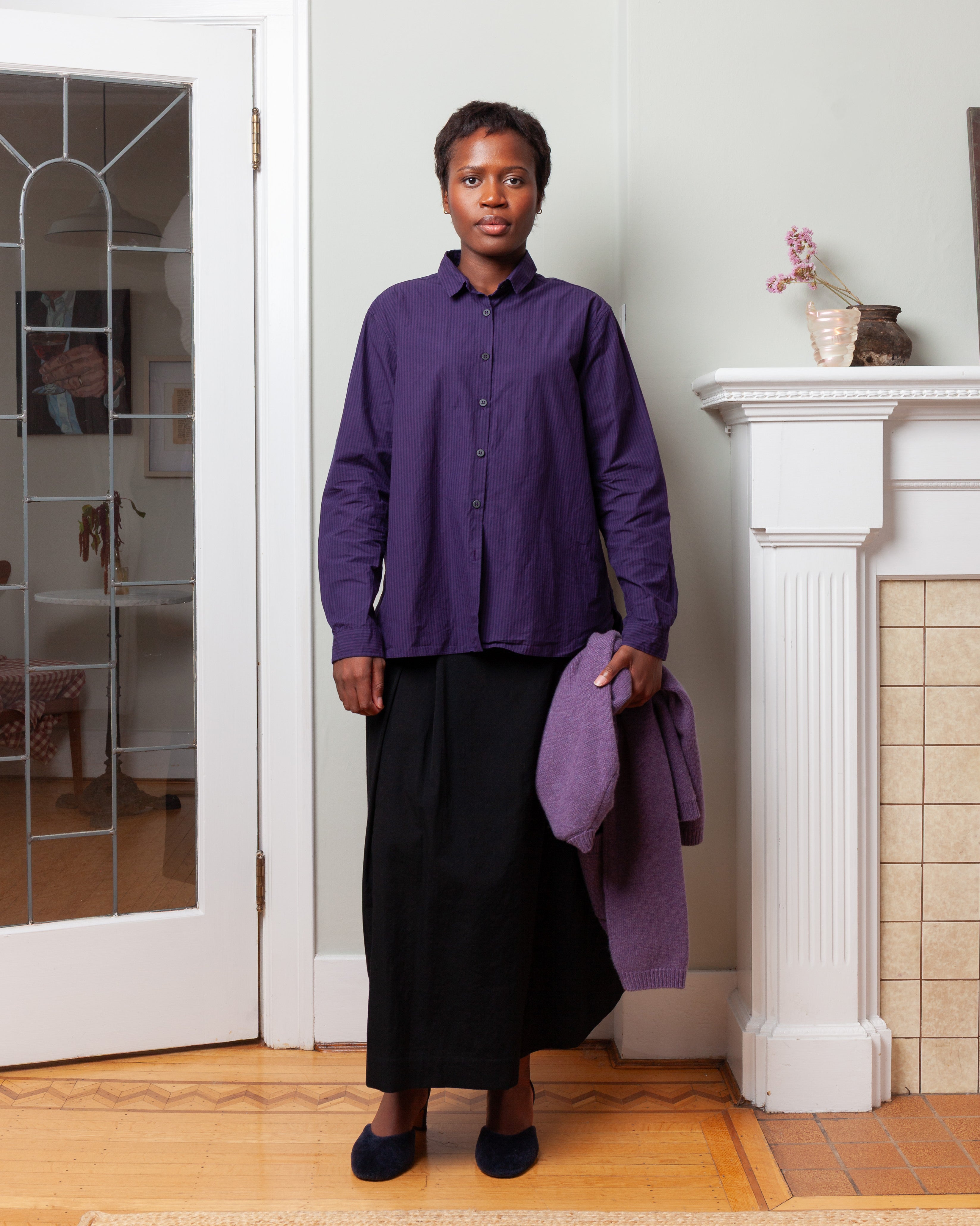 Loose Tyrol Shirt - Grape Stripe