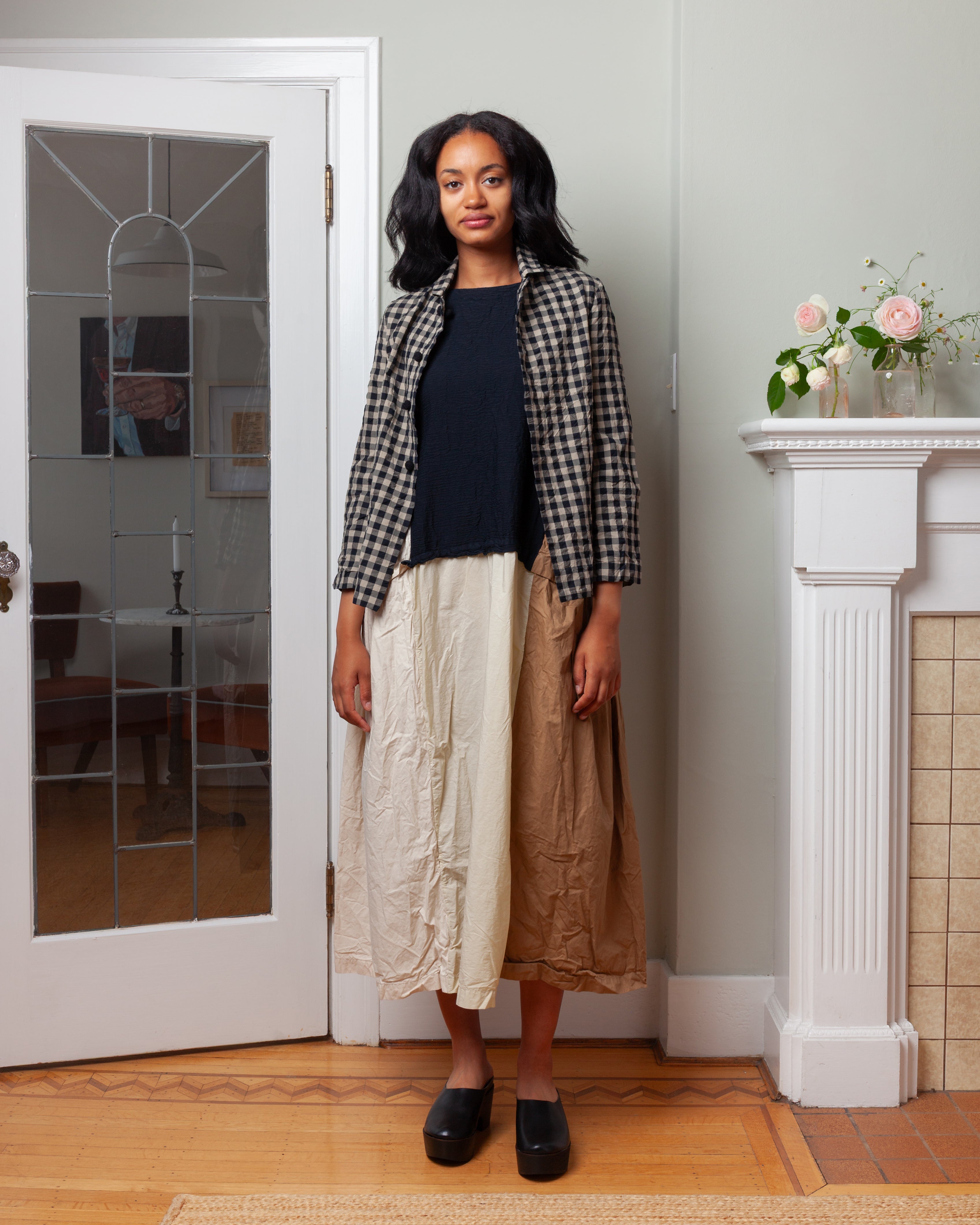Daniela Gregis-Giacca Jacket Cavallo Donna Bianco Lavata - Black Natural Check-Jackets-Boboli-Vancouver-Canada