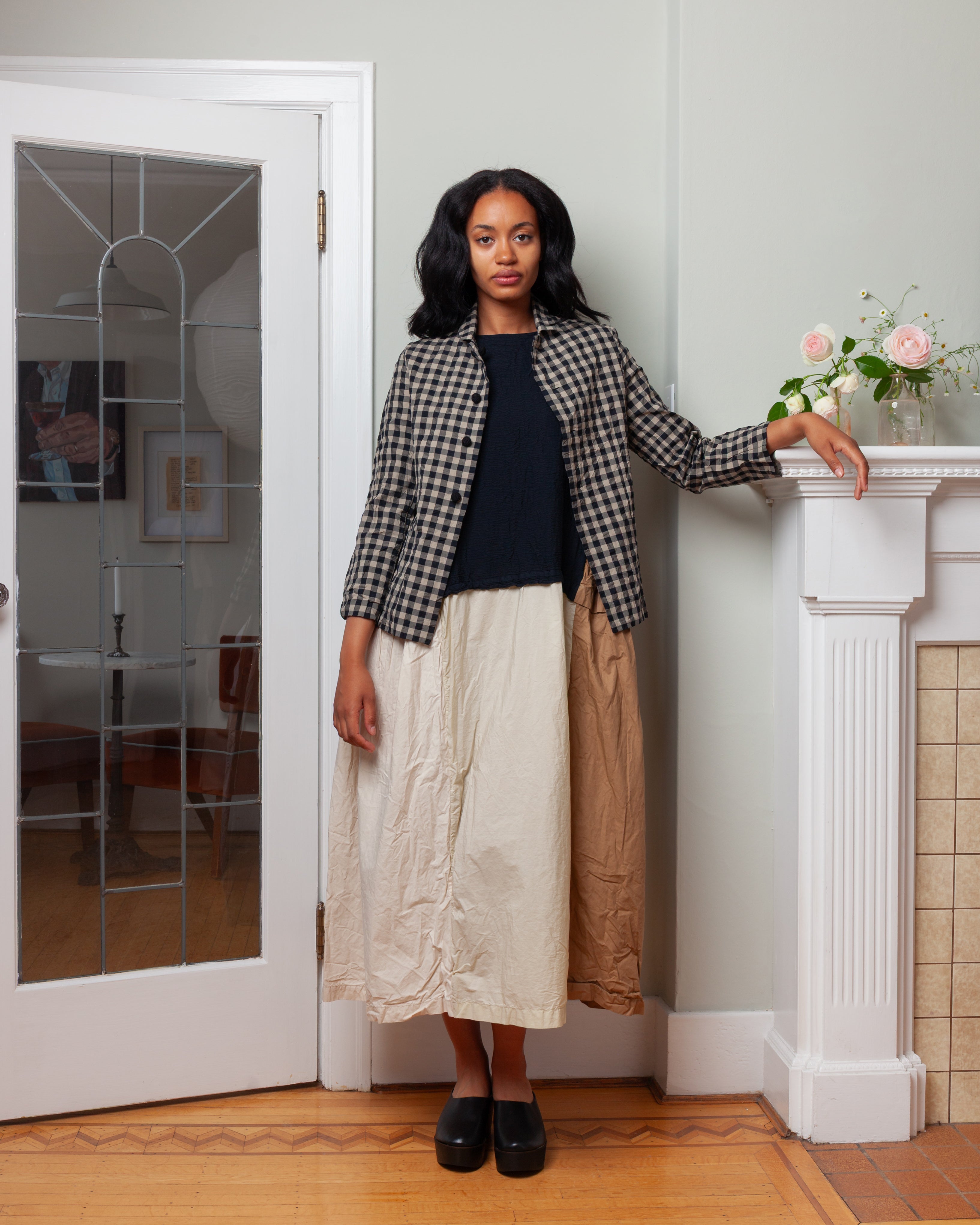 Daniela Gregis-Giacca Jacket Cavallo Donna Bianco Lavata - Black Natural Check-Jackets-Boboli-Vancouver-Canada