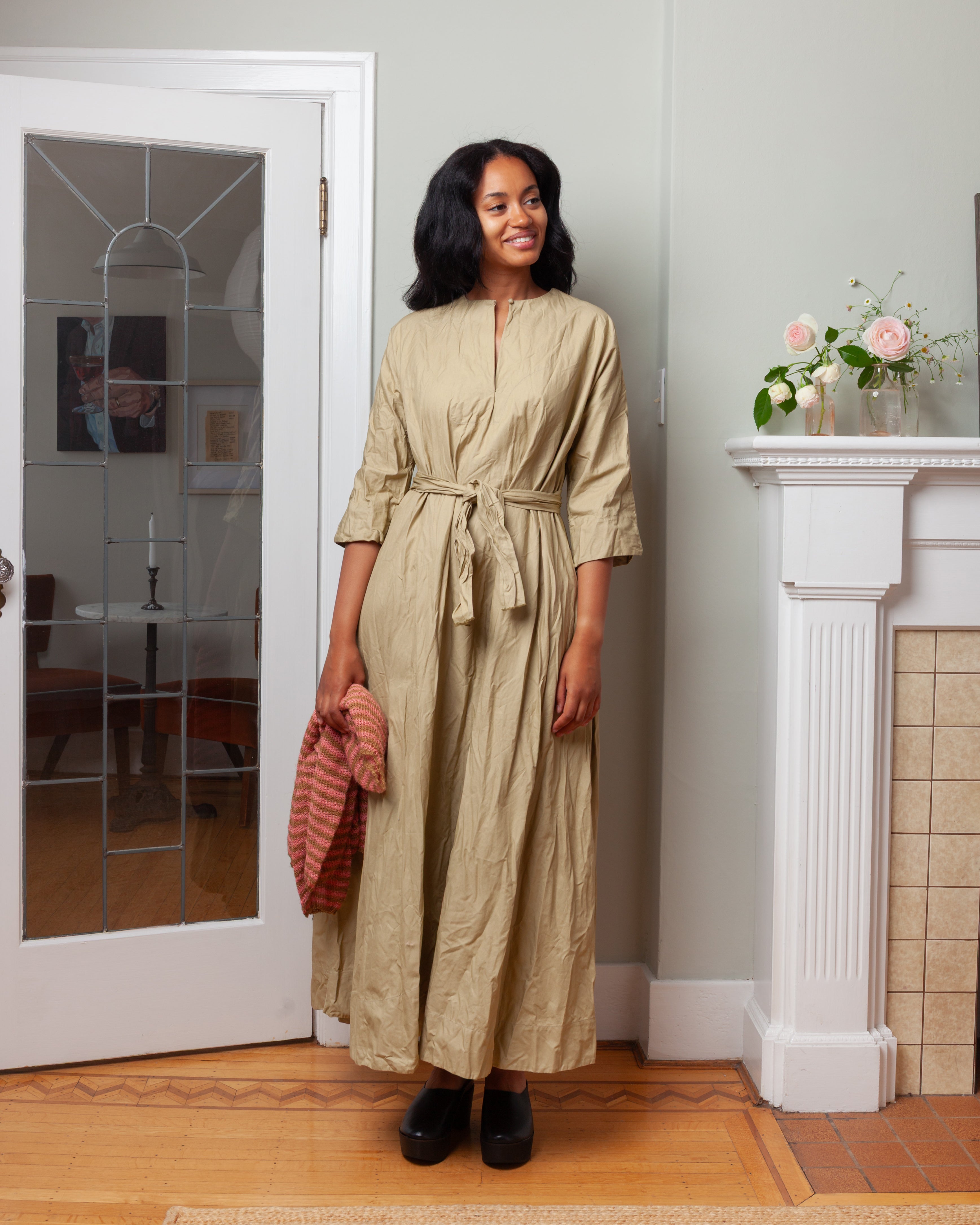 Daniela Gregis-Abito Dress 20.07.2025 Riflesso Lungo Lavato - Khaki-Dresses-Boboli-Vancouver-Canada