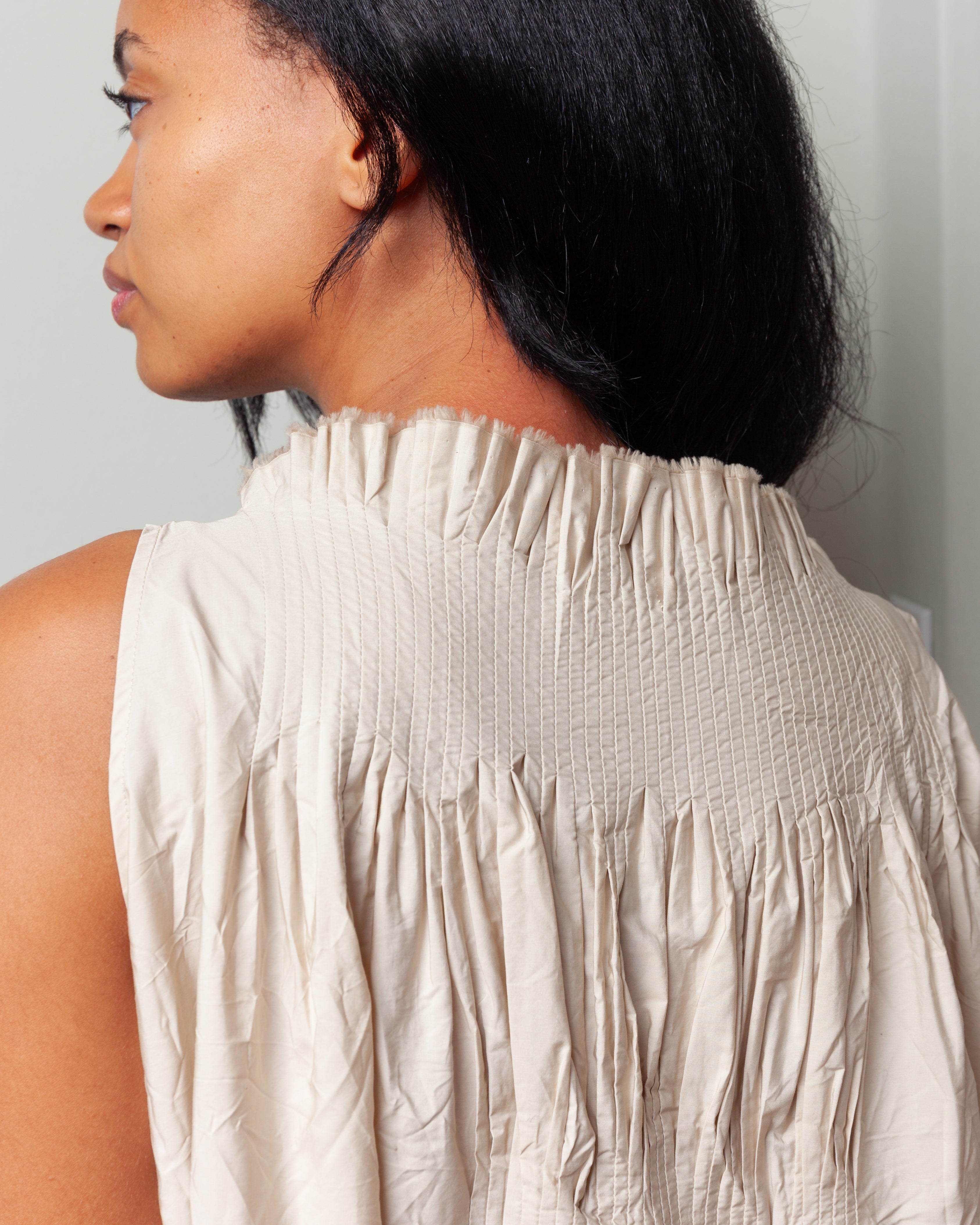 Daniela Gregis-Scamiciato Sleeveless Dress Plit Lavato - Light Natural-Dresses-Boboli-Vancouver-Canada