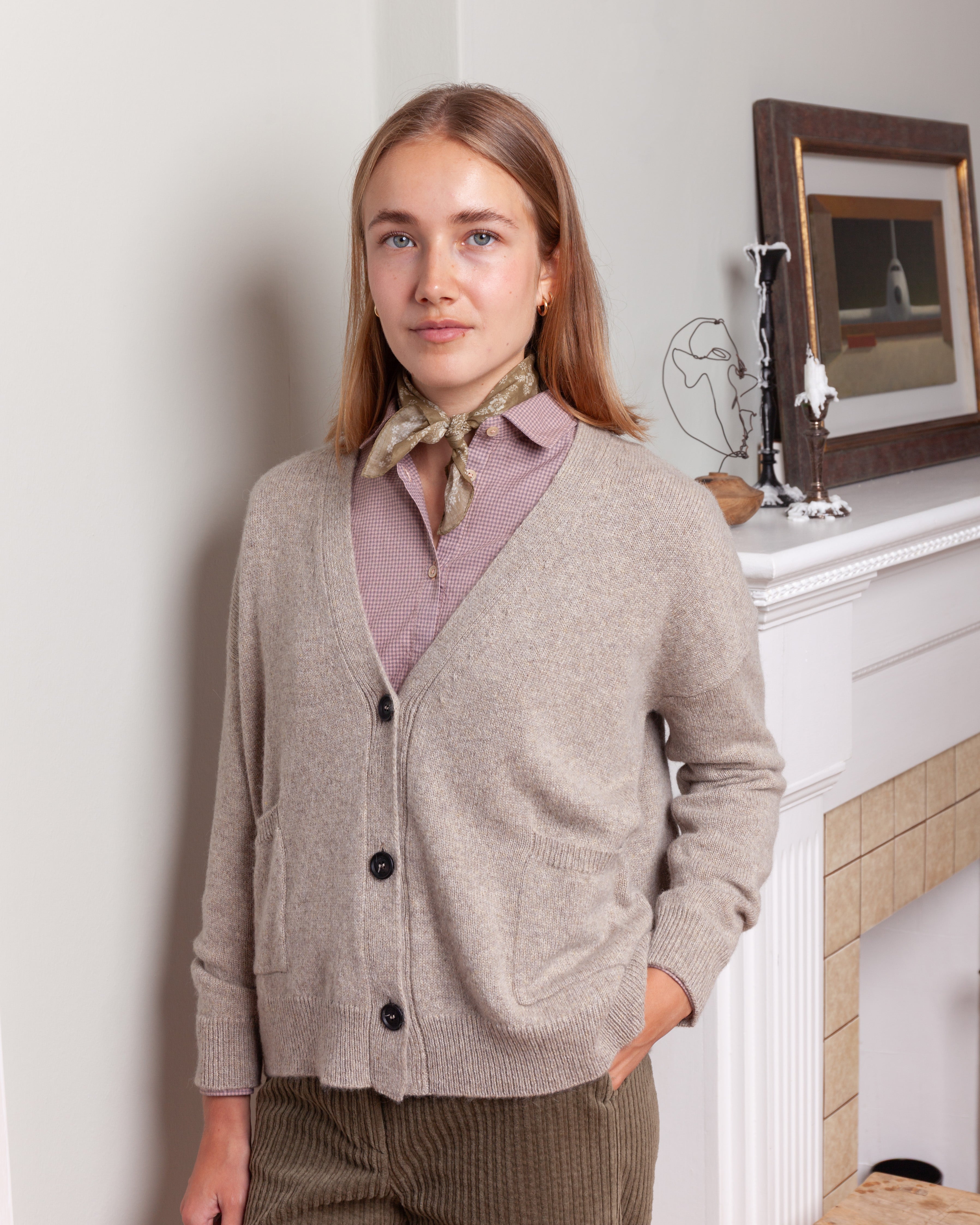 Massimo Alba-Blanca V-Neck Cardigan - Light Grey-Cardigans-Boboli-Vancouver-Canada