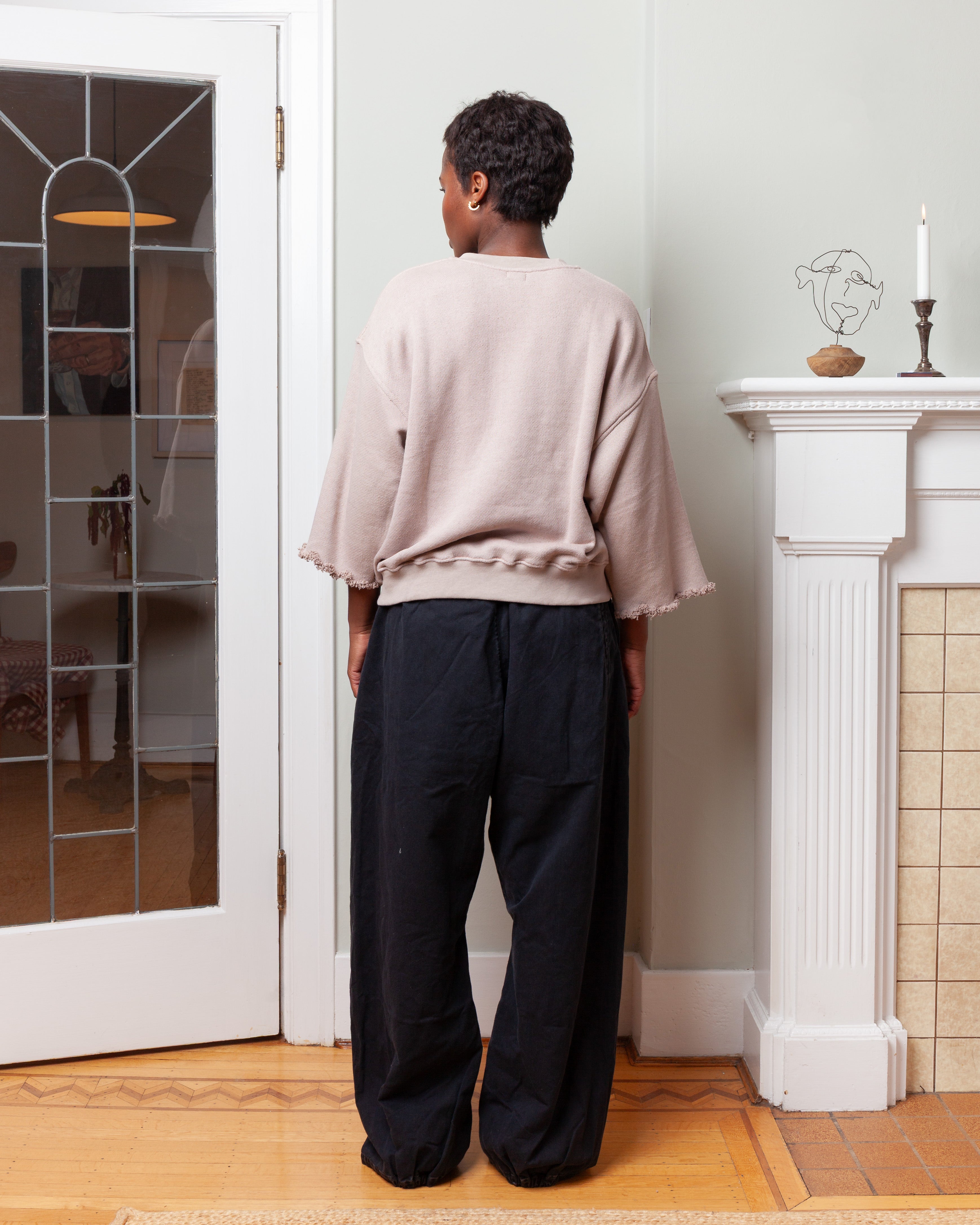 Twill Relaxpant Split Elastic Bottom - Washed Black