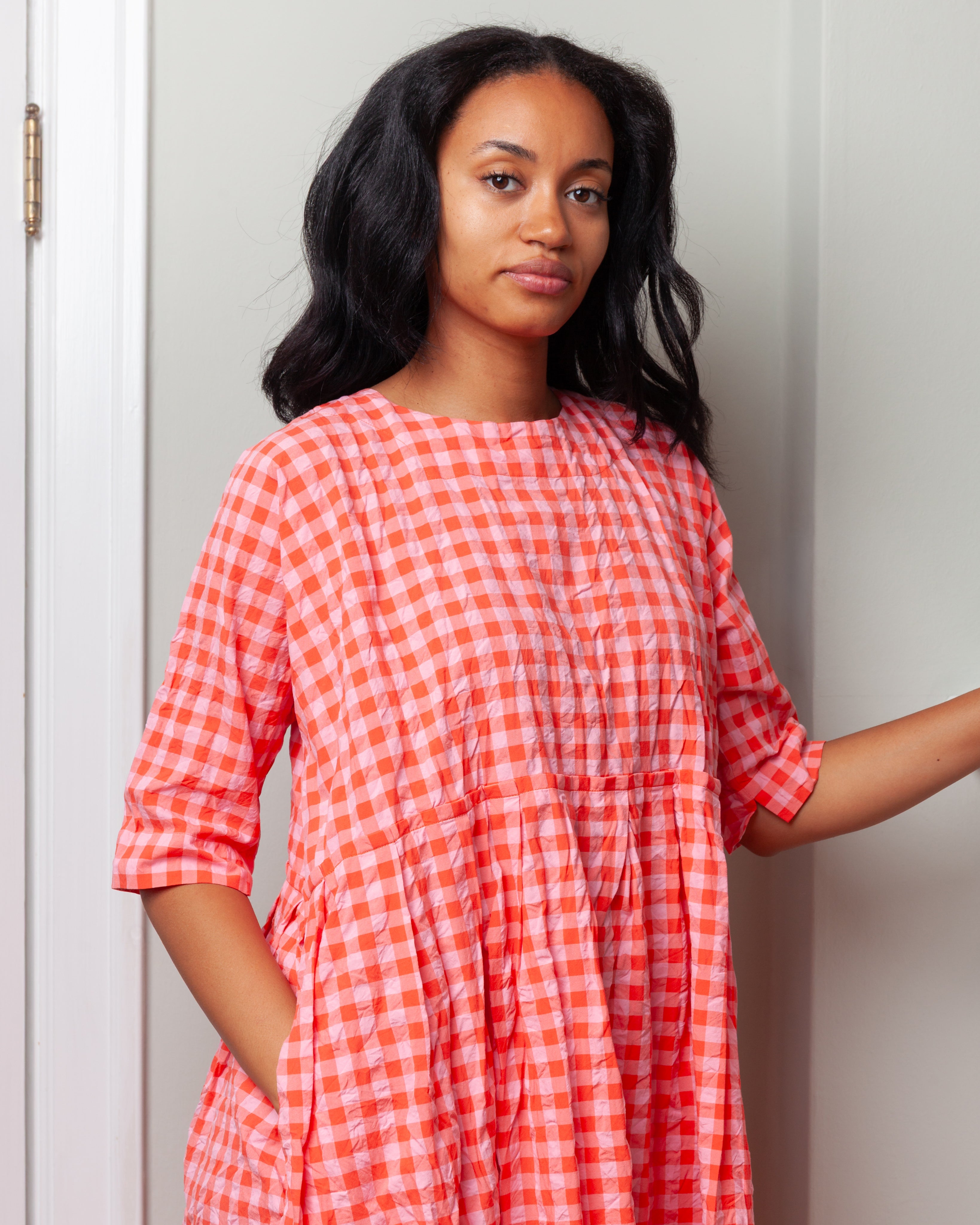 Daniela Gregis-Abito Dress Operaio Ma Lavato - Glow Red Pink-Dresses-Boboli-Vancouver-Canada