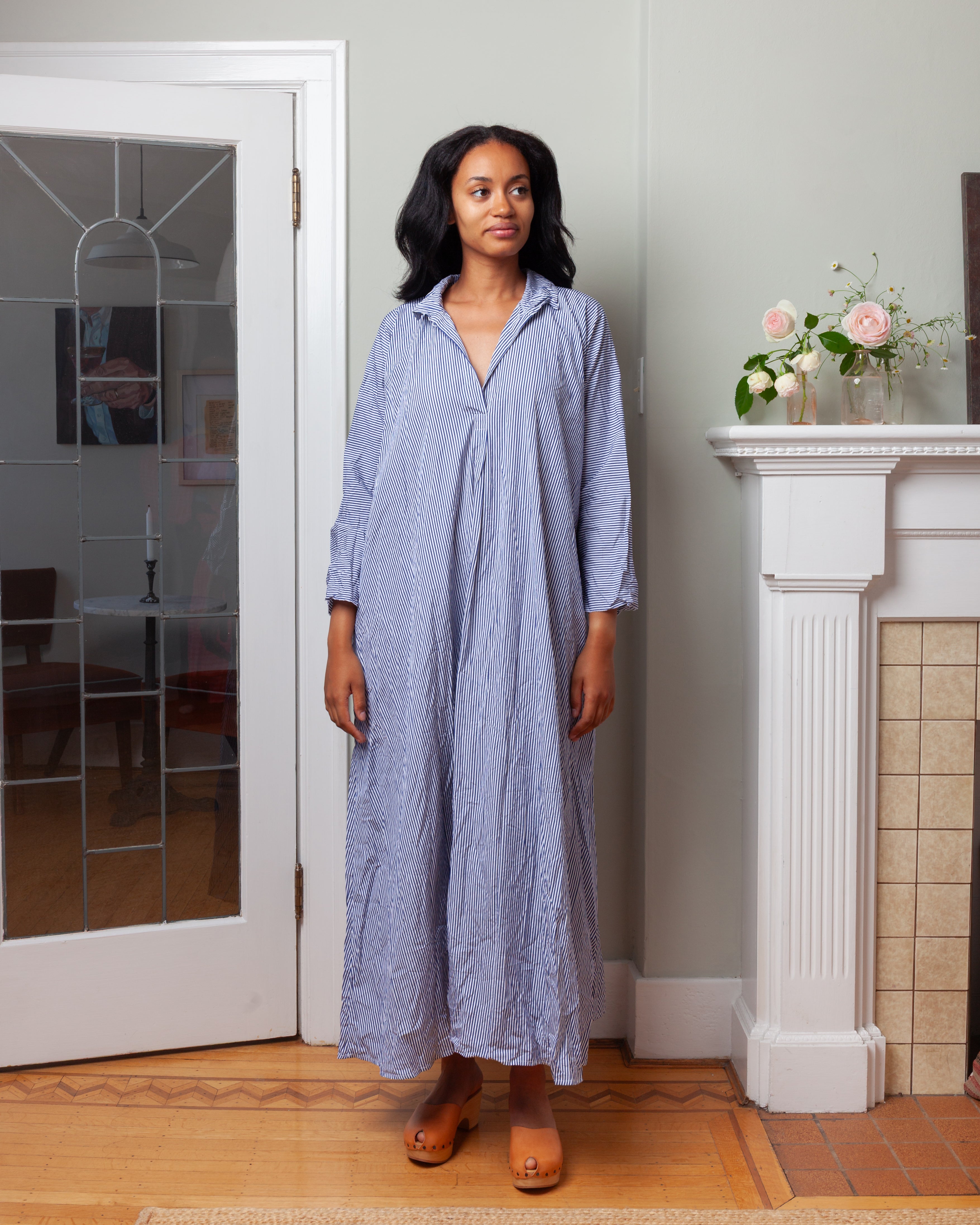 Daniela Gregis-Abito Dress Spicchi Colletto 140 Lavato - White Blue-Dresses-Boboli-Vancouver-Canada