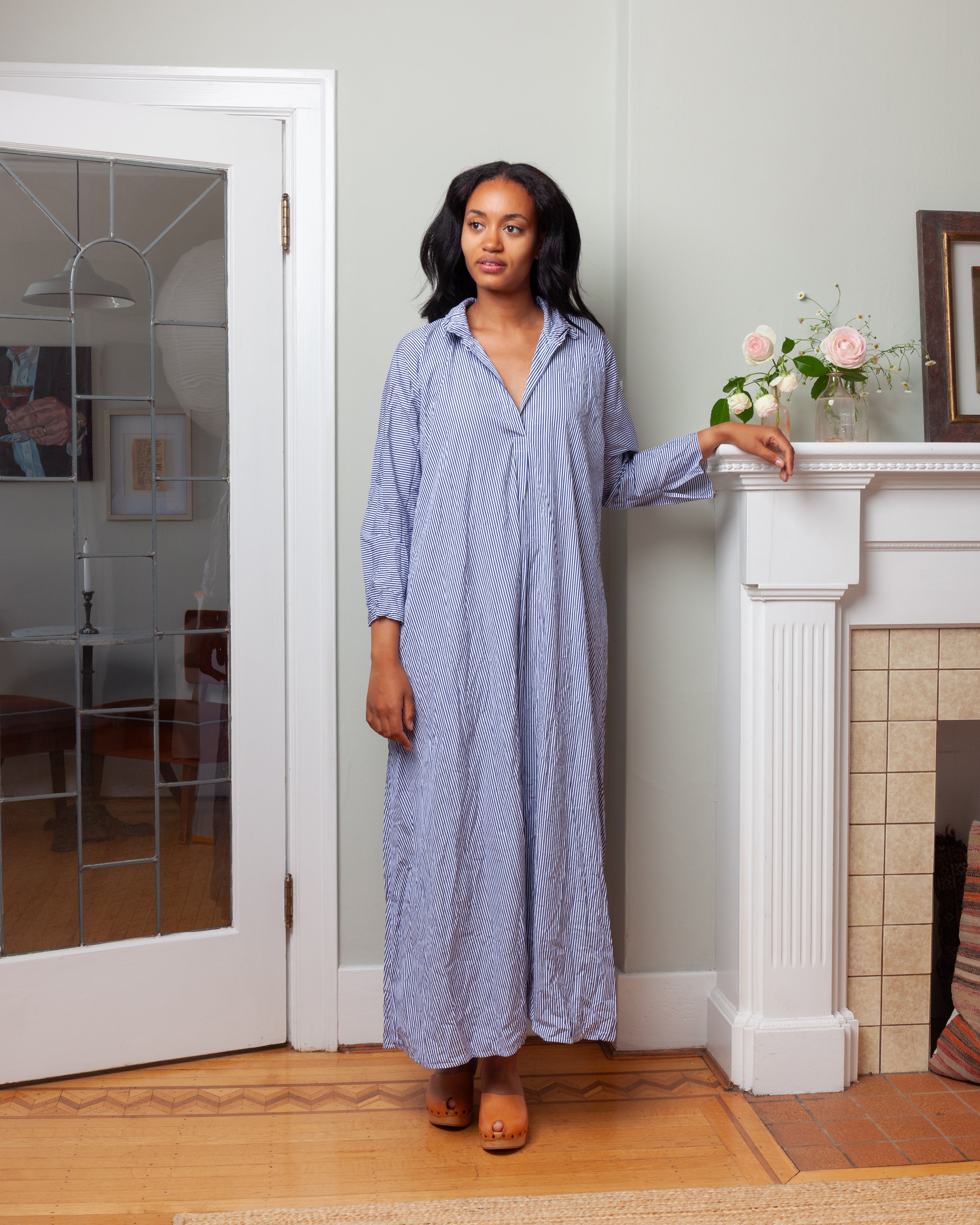 Daniela Gregis-Abito Dress Spicchi Colletto 140 Lavato - White Blue-Dresses-Boboli-Vancouver-Canada