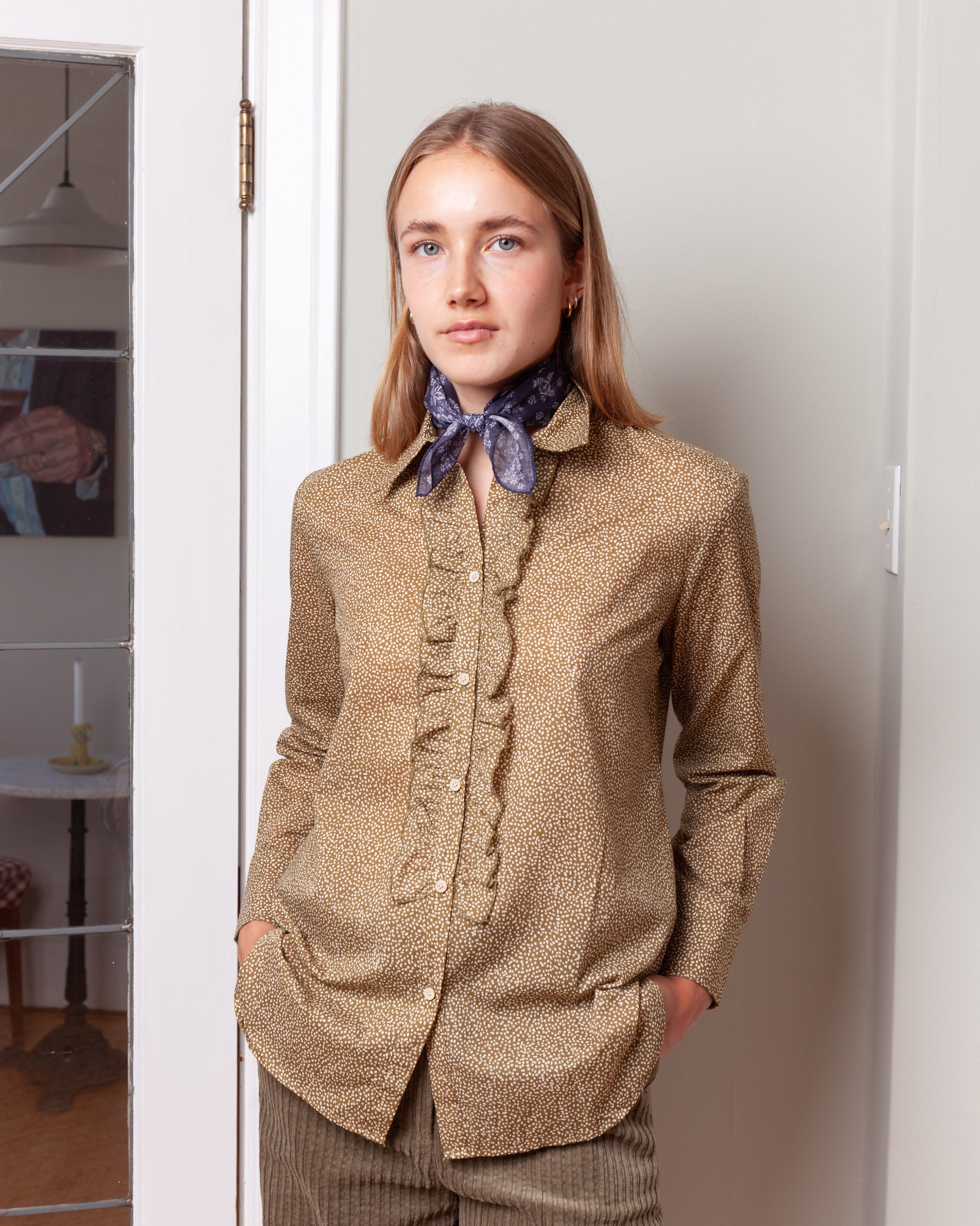 Massimo Alba-Gemma Ruched Shirt - The Verde-Shirts-Boboli-Vancouver-Canada