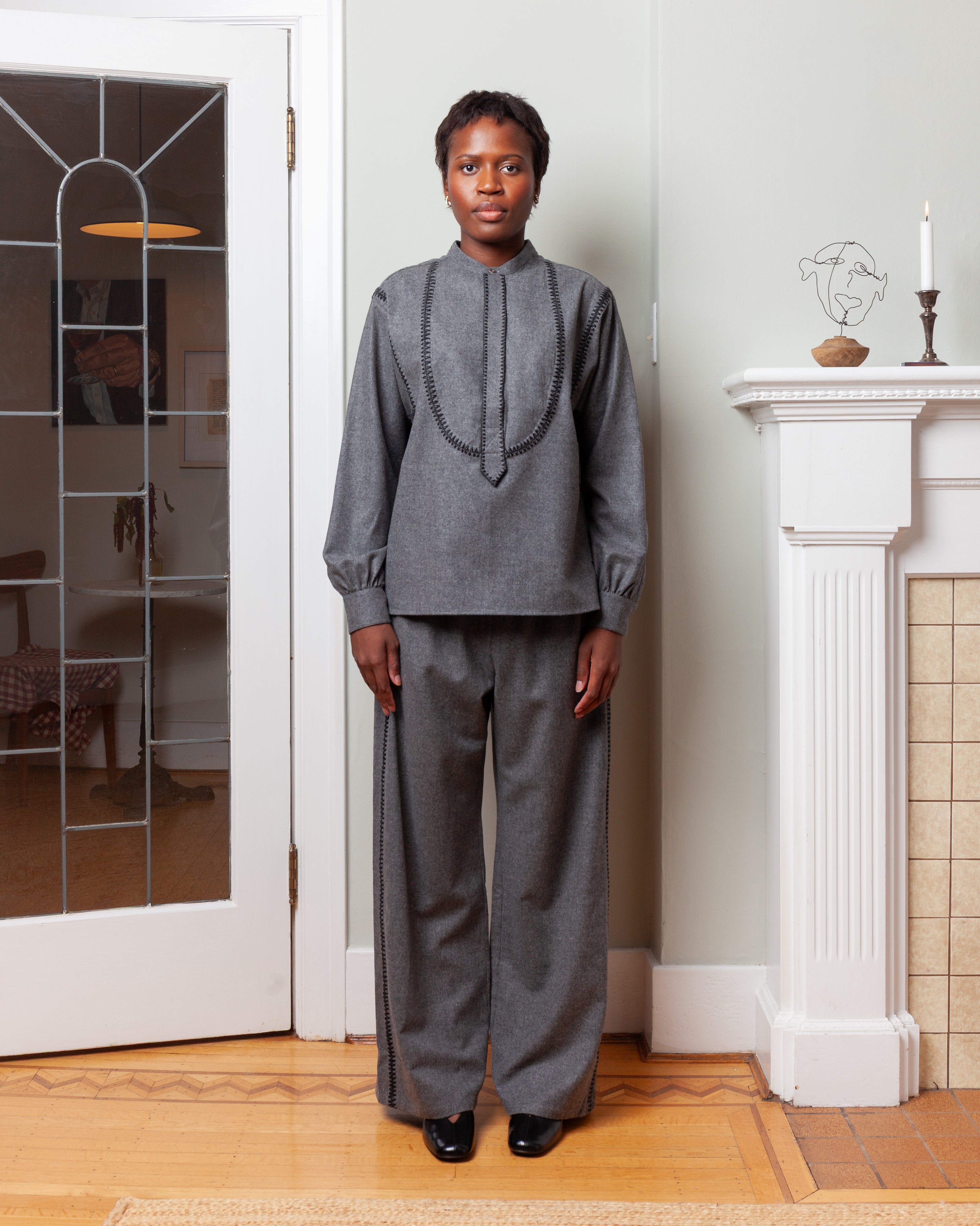 Marocaine Painter's Shirt - Charcoal Wool