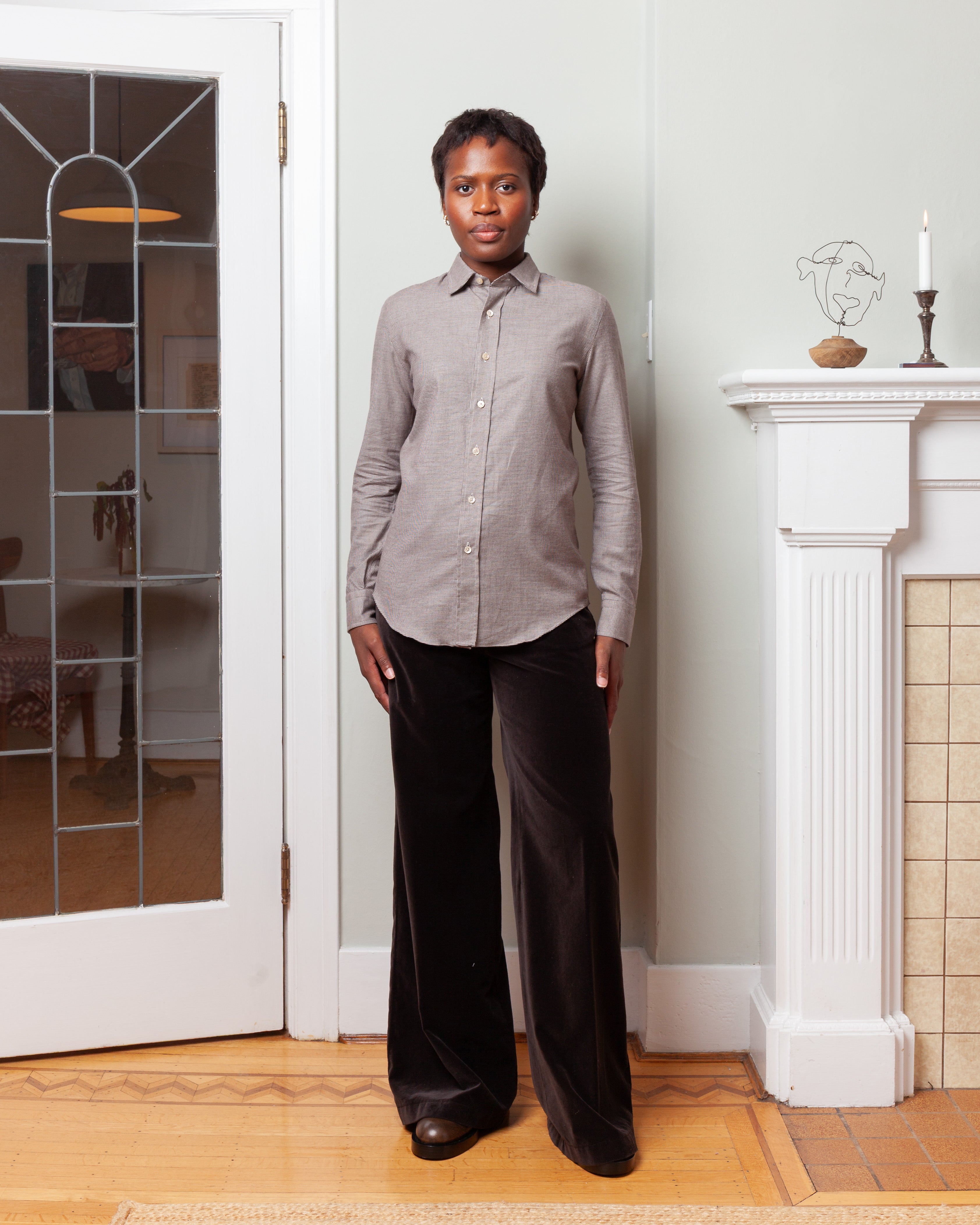 Classic Cotton Shirt - White/Brown