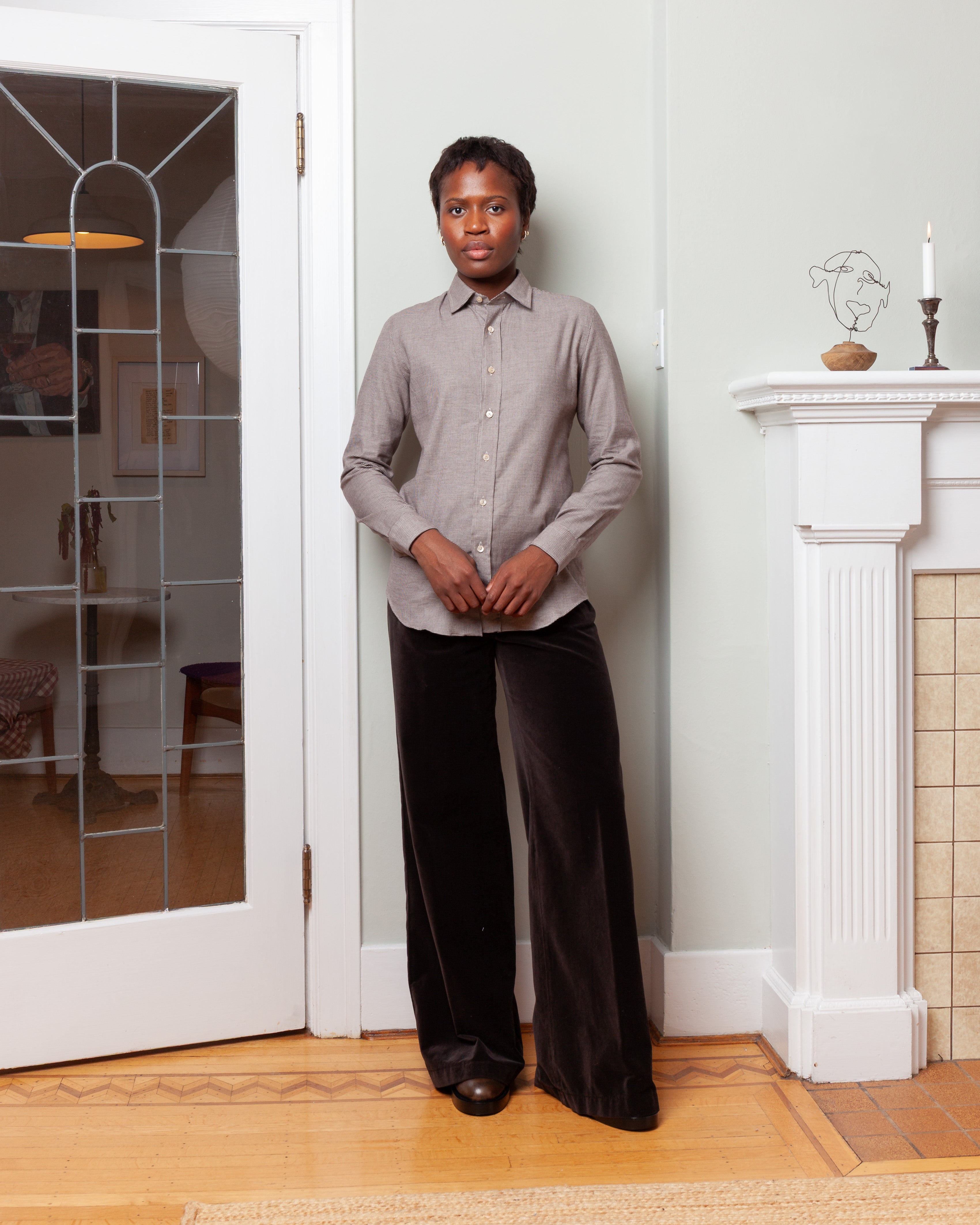 Classic Cotton Shirt - White/Brown