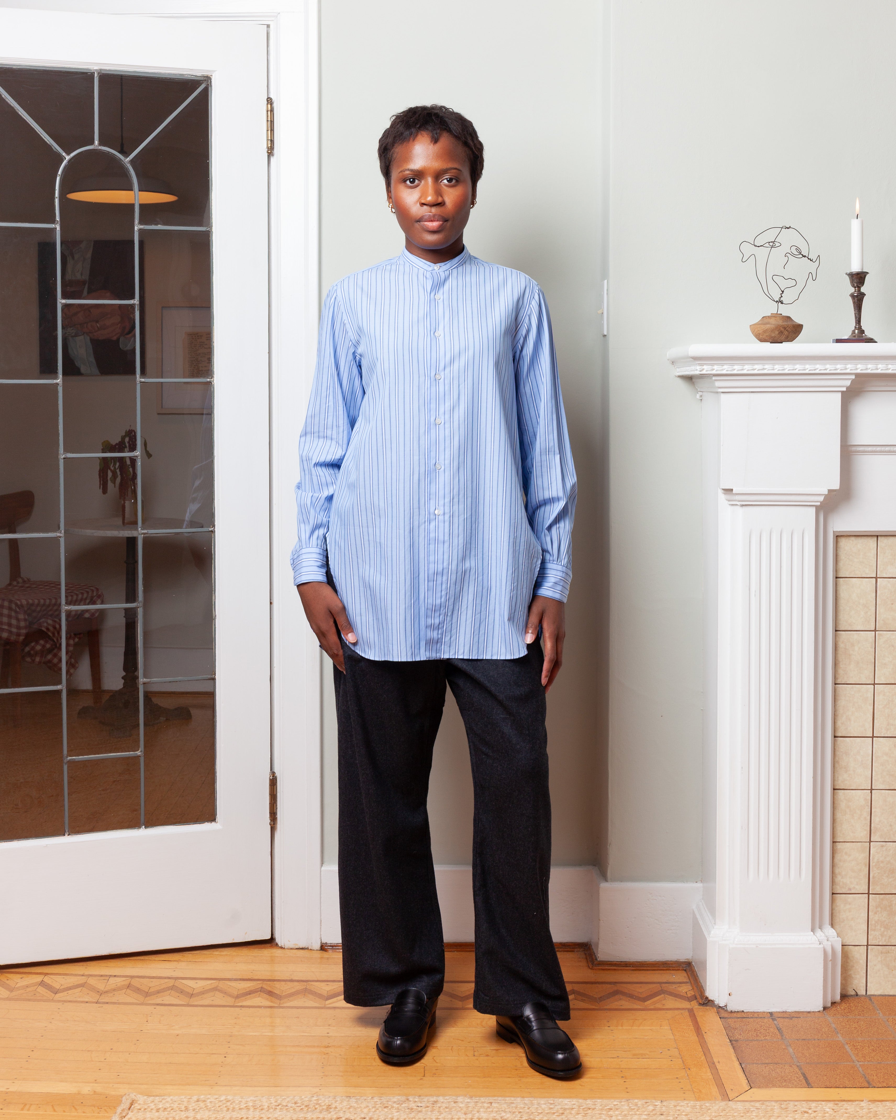 Striped Cotton Shirt - Blue/White Stripe