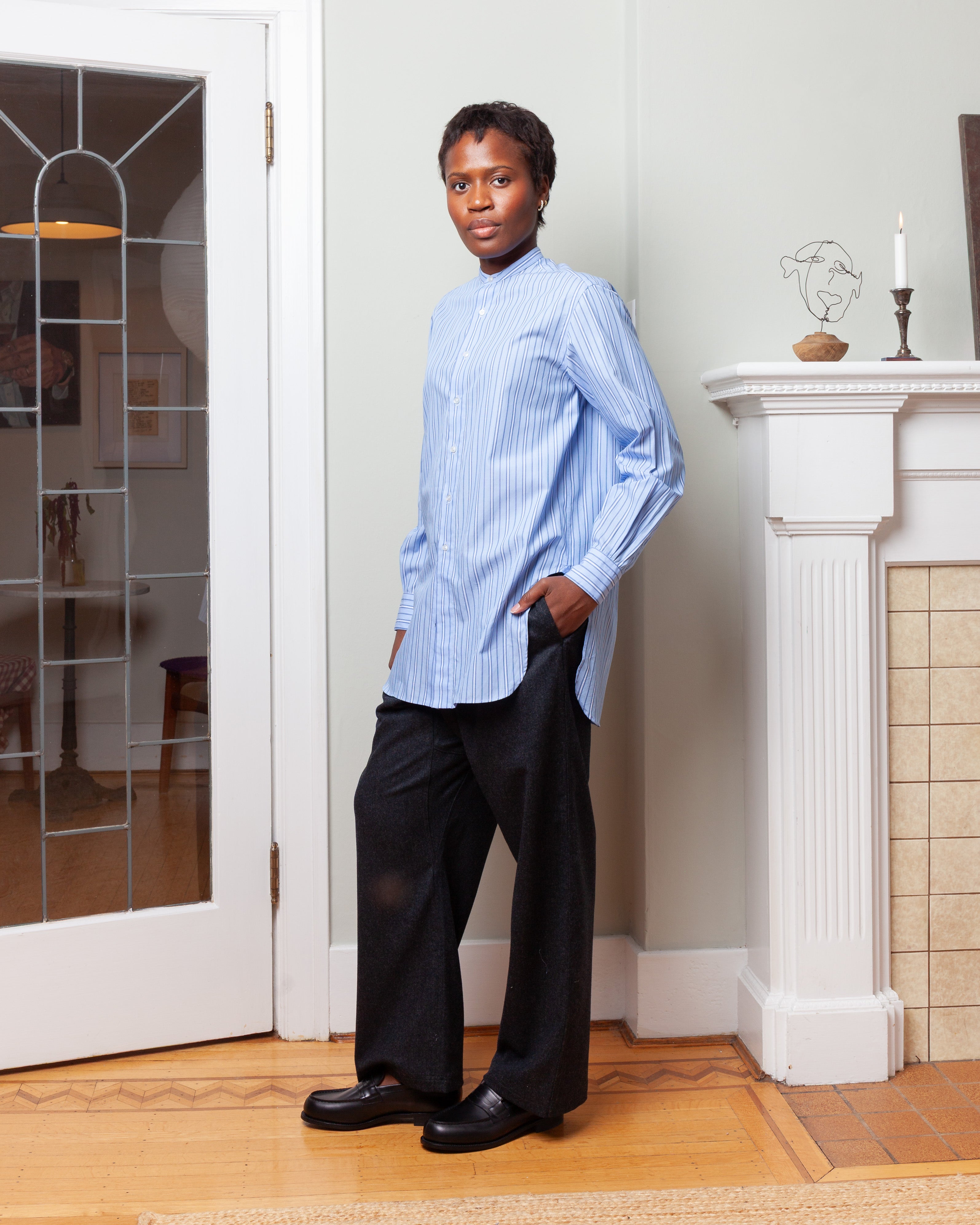 Striped Cotton Shirt - Blue/White Stripe