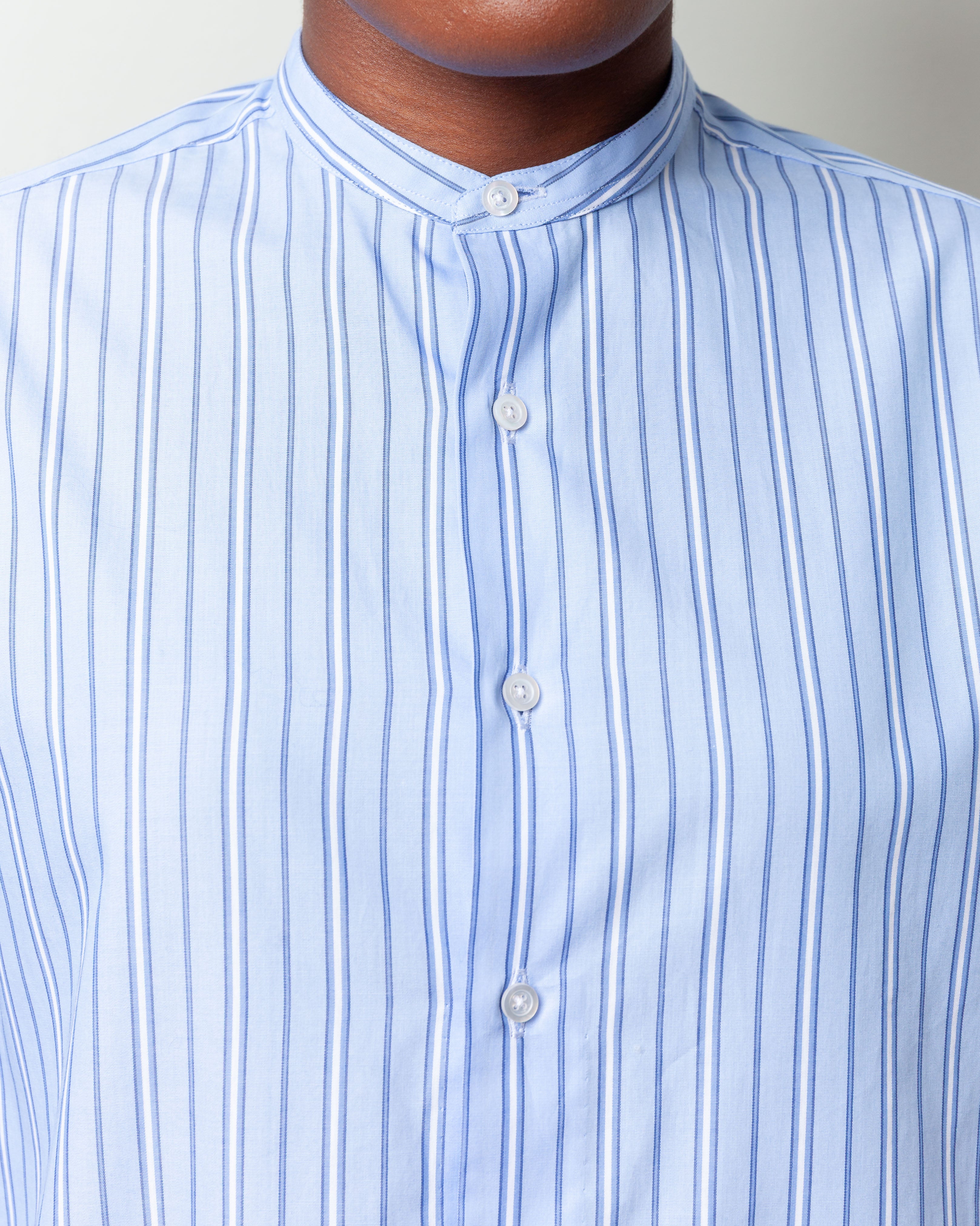 Striped Cotton Shirt - Blue/White Stripe