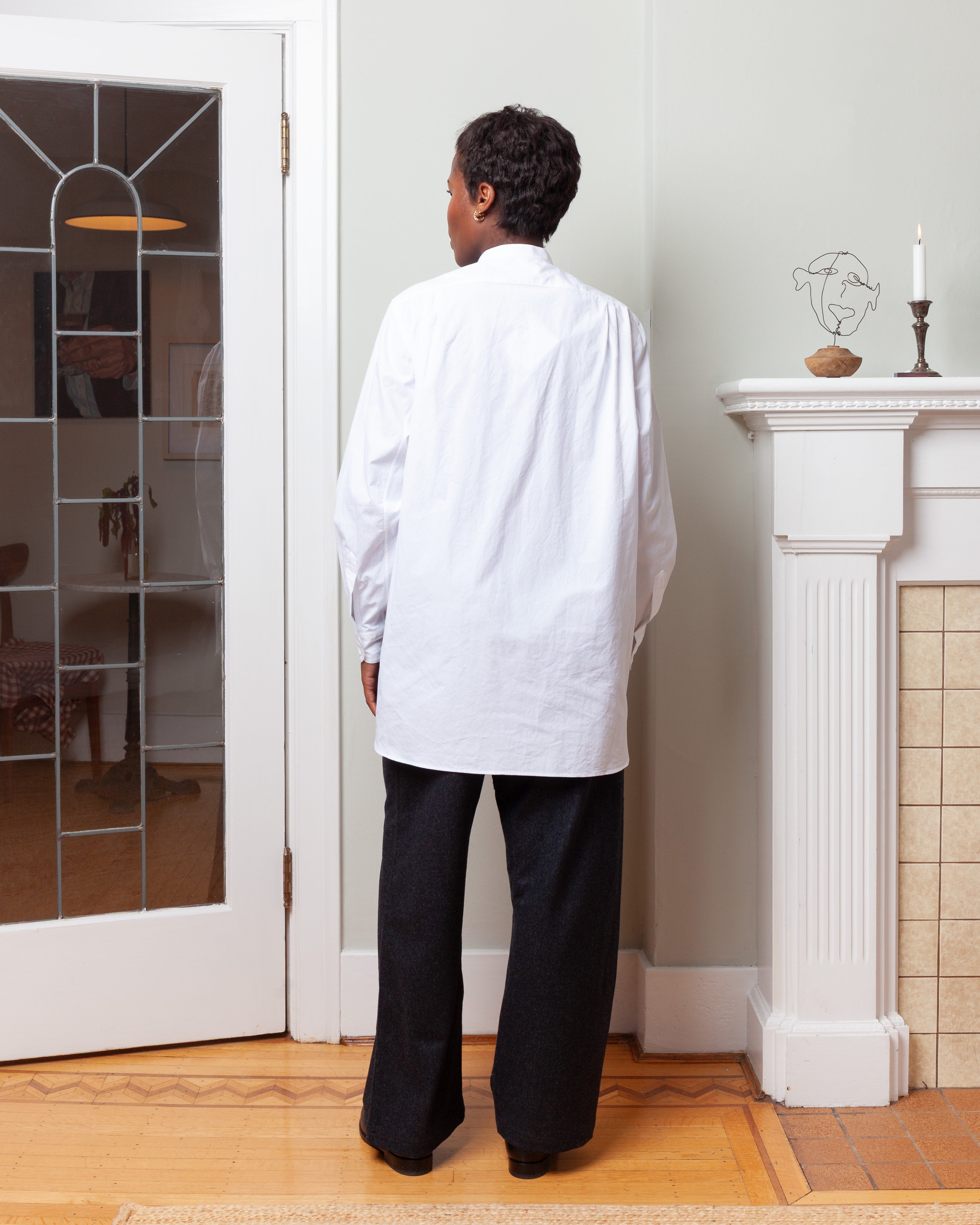 Collarless Shirt - White