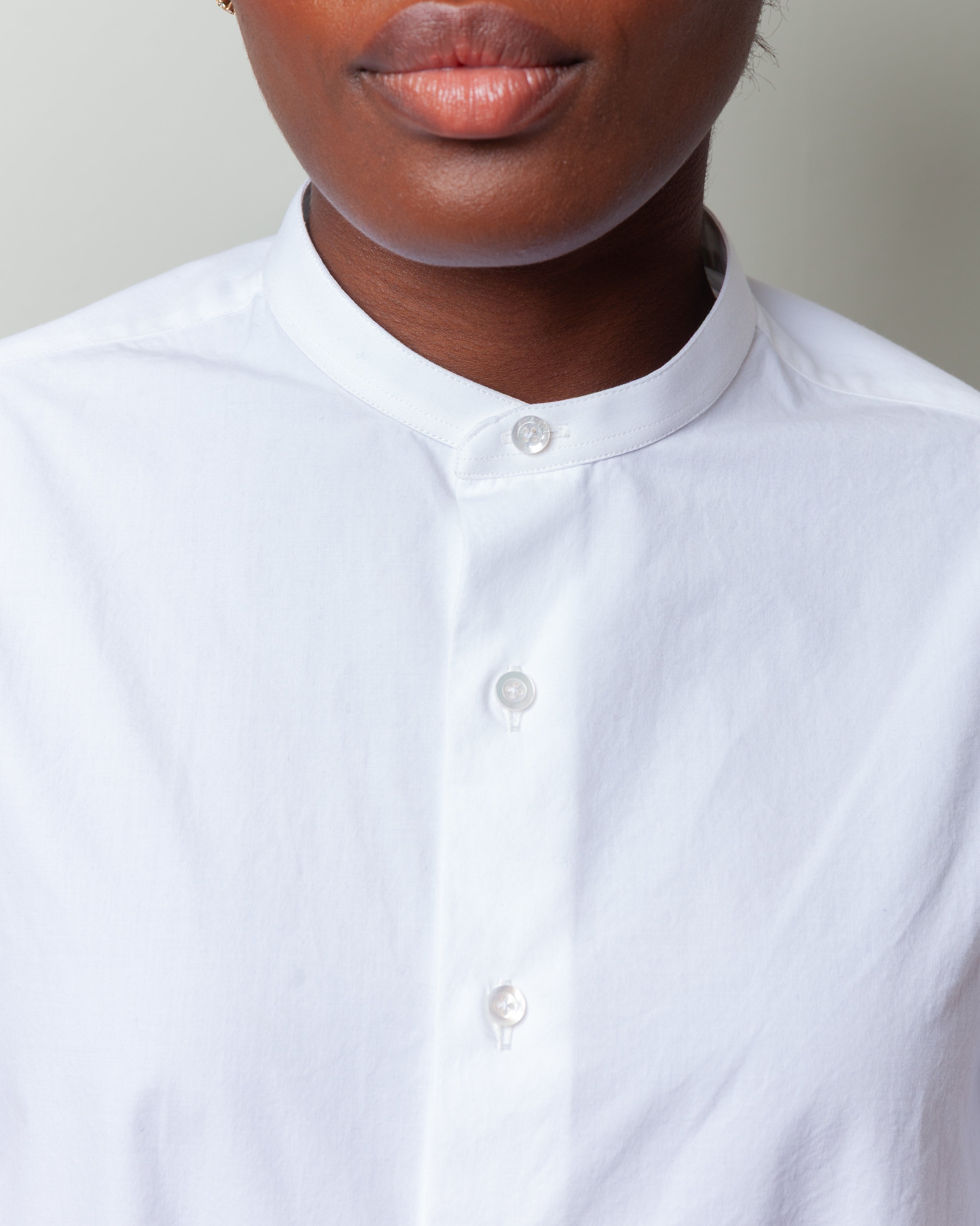 Collarless Shirt - White