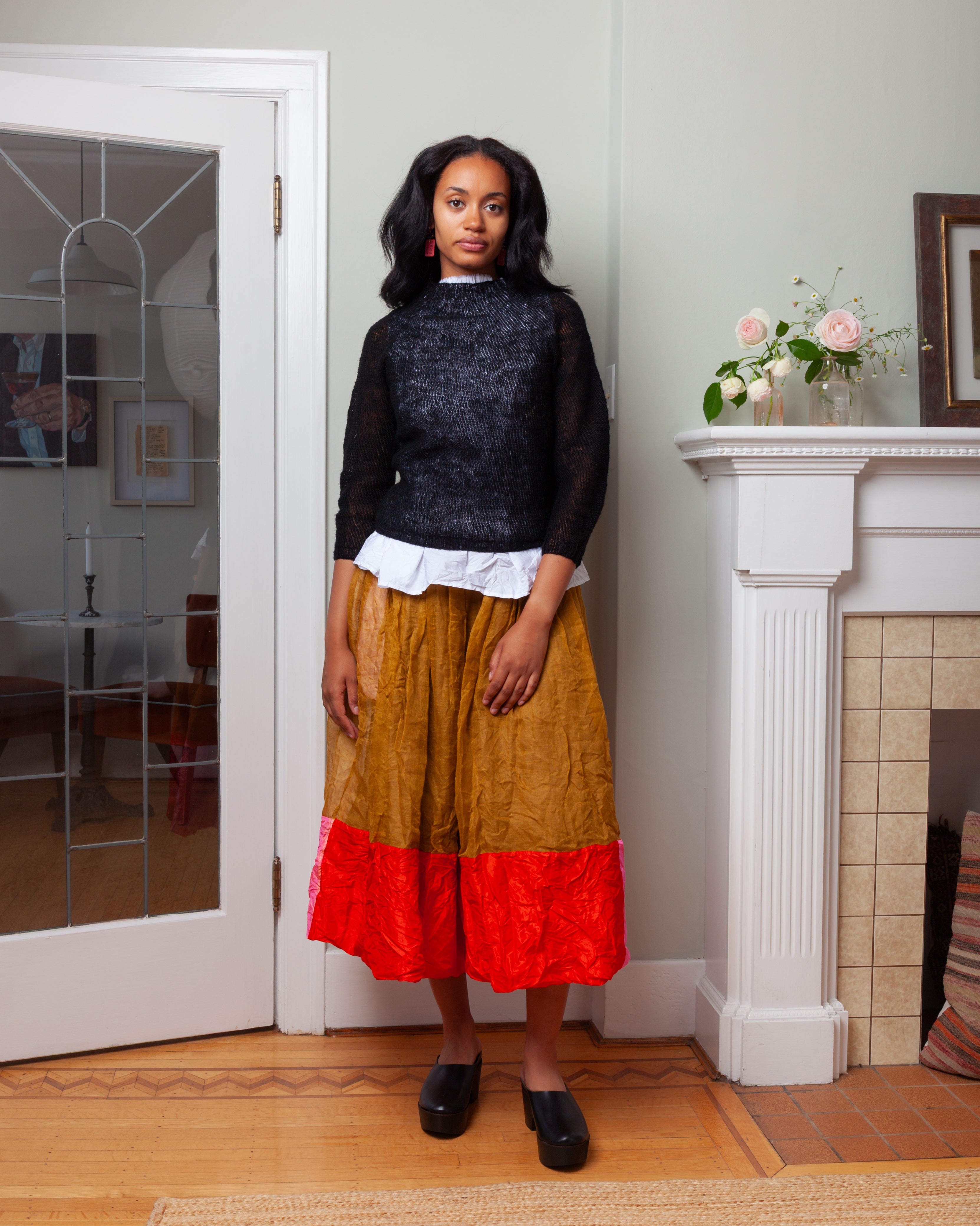 Daniela Gregis-Girocollo Hand-Knitted Crew-Neck Sweater Oceano - Black-Sweaters-Boboli-Vancouver-Canada