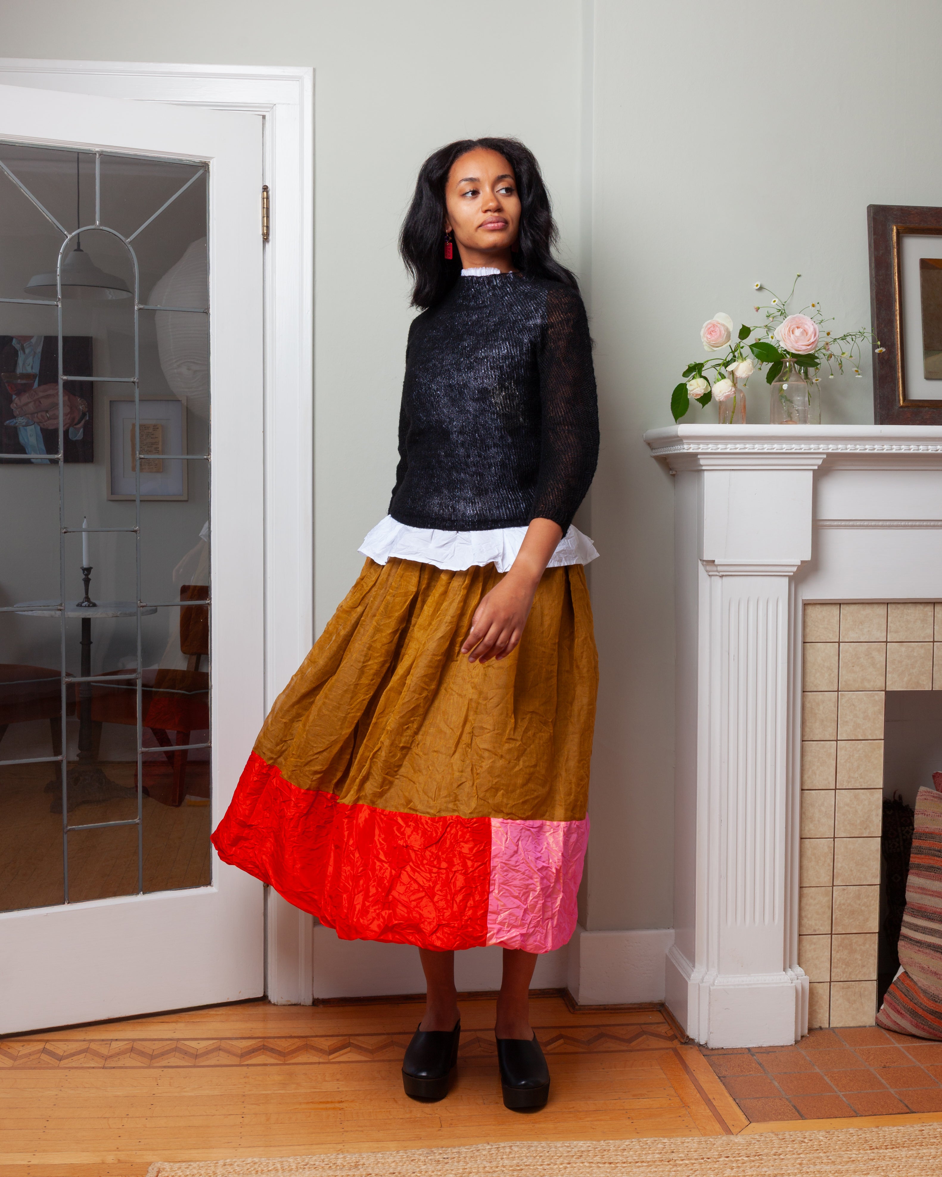 Daniela Gregis-Girocollo Hand-Knitted Crew-Neck Sweater Oceano - Black-Sweaters-Boboli-Vancouver-Canada
