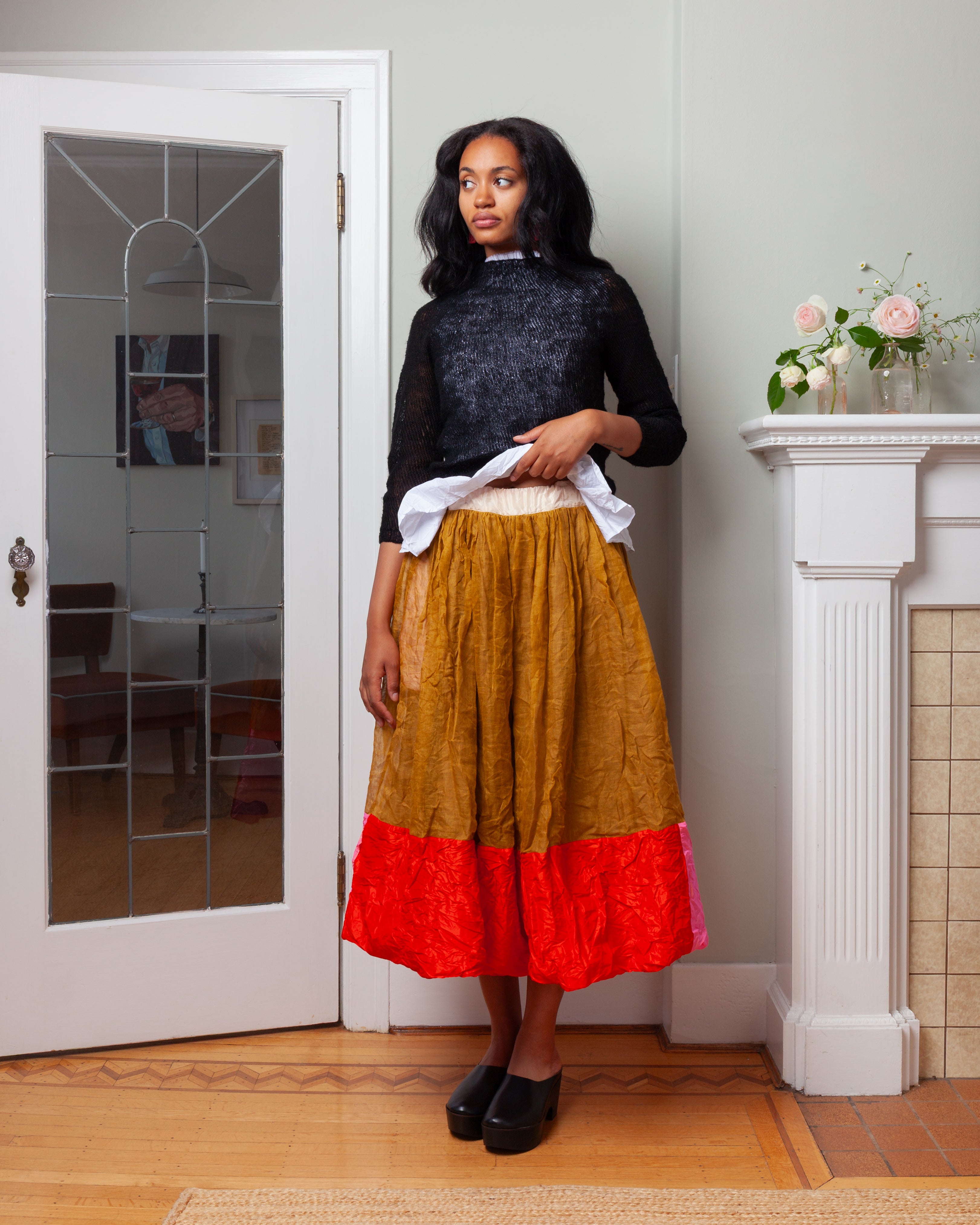 Daniela Gregis-Girocollo Hand-Knitted Crew-Neck Sweater Oceano - Black-Sweaters-Boboli-Vancouver-Canada