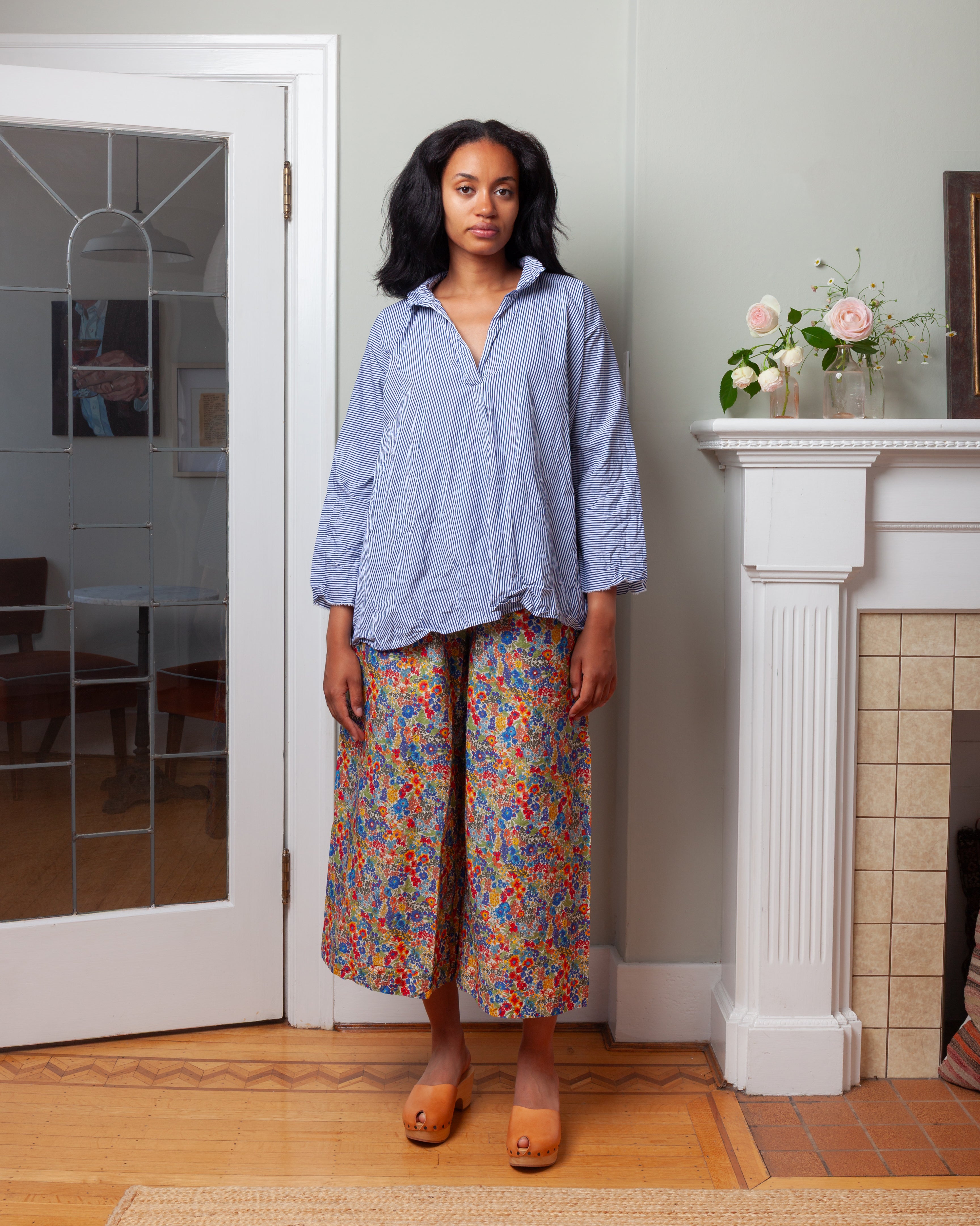 Daniela Gregis-Pantalone Trousers Pigiama Tasche Lavato - Small Flowers-Pants-Boboli-Vancouver-Canada