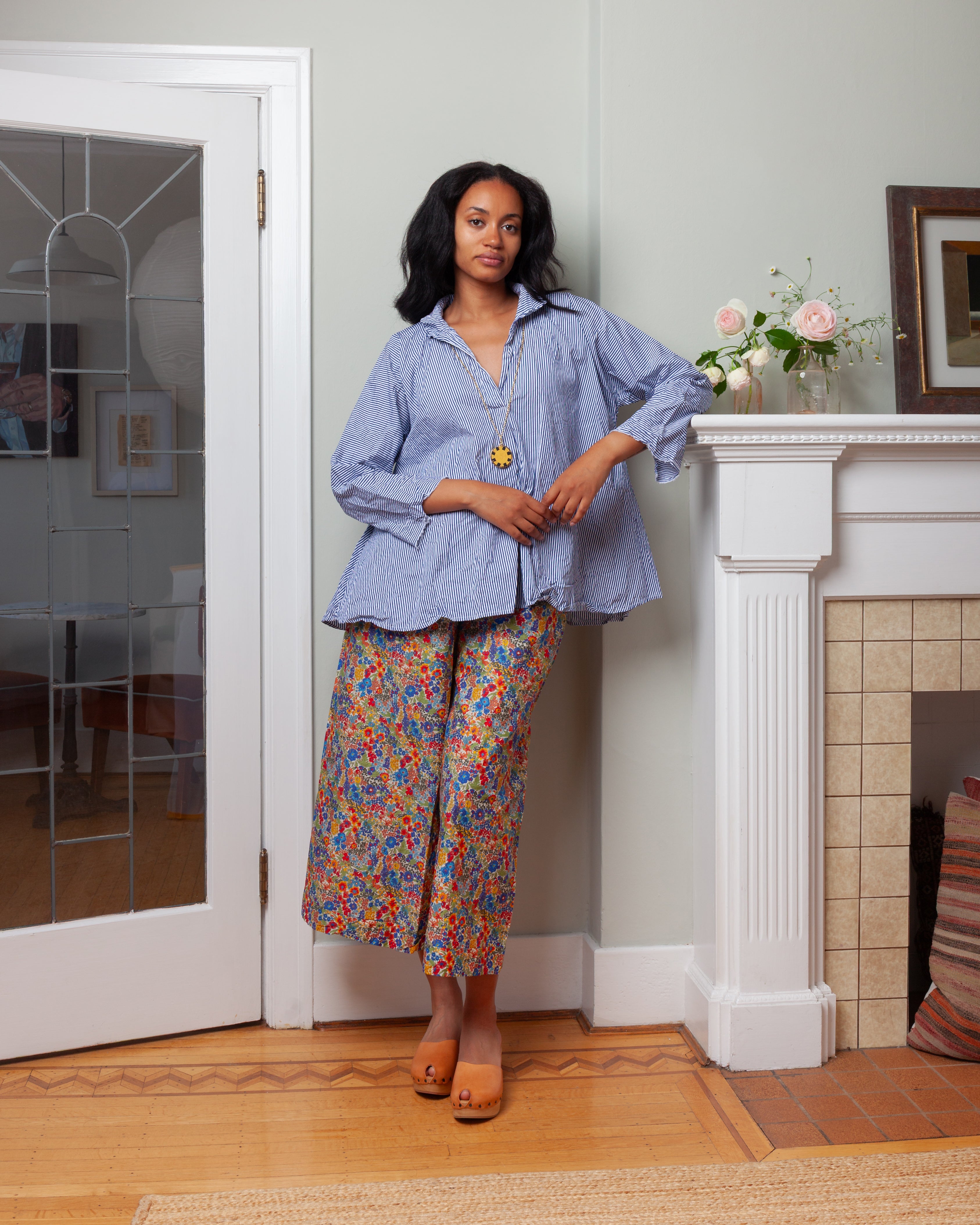 Daniela Gregis-Pantalone Trousers Pigiama Tasche Lavato - Small Flowers-Pants-Boboli-Vancouver-Canada