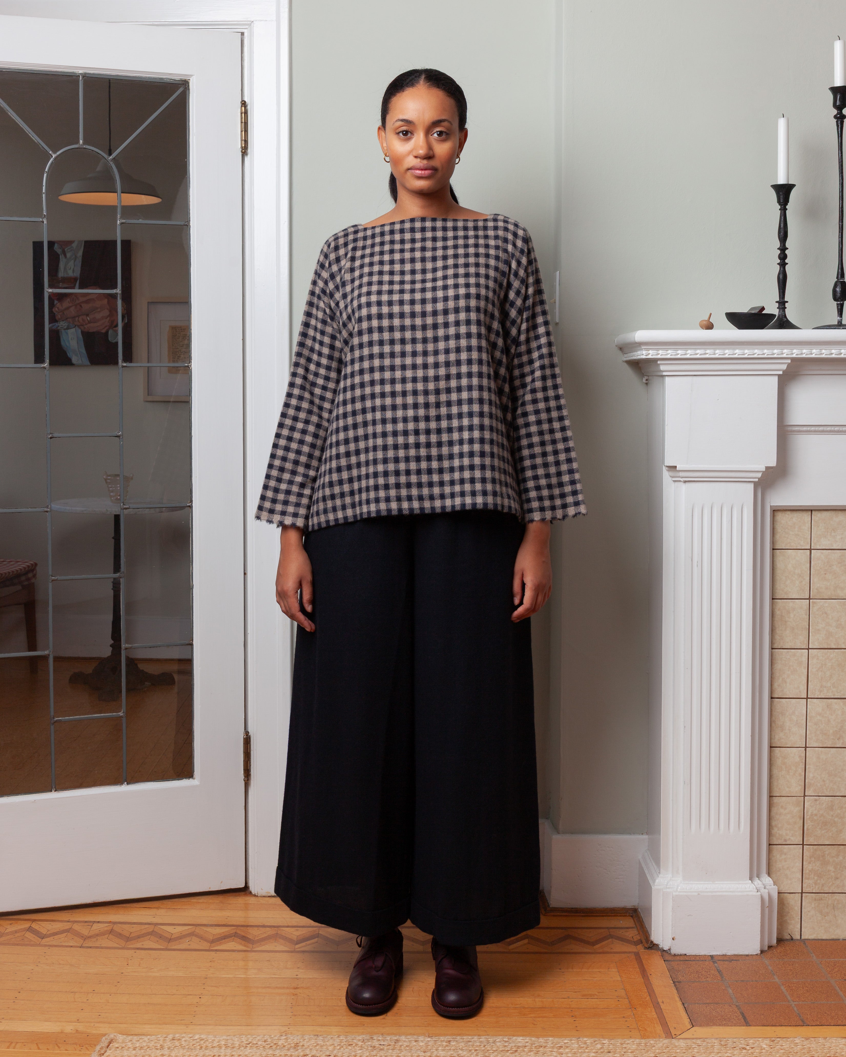 Daniela Gregis-Square Tight Shirt - Brown/Dark Blue-Shirts-Boboli-Vancouver-Canada