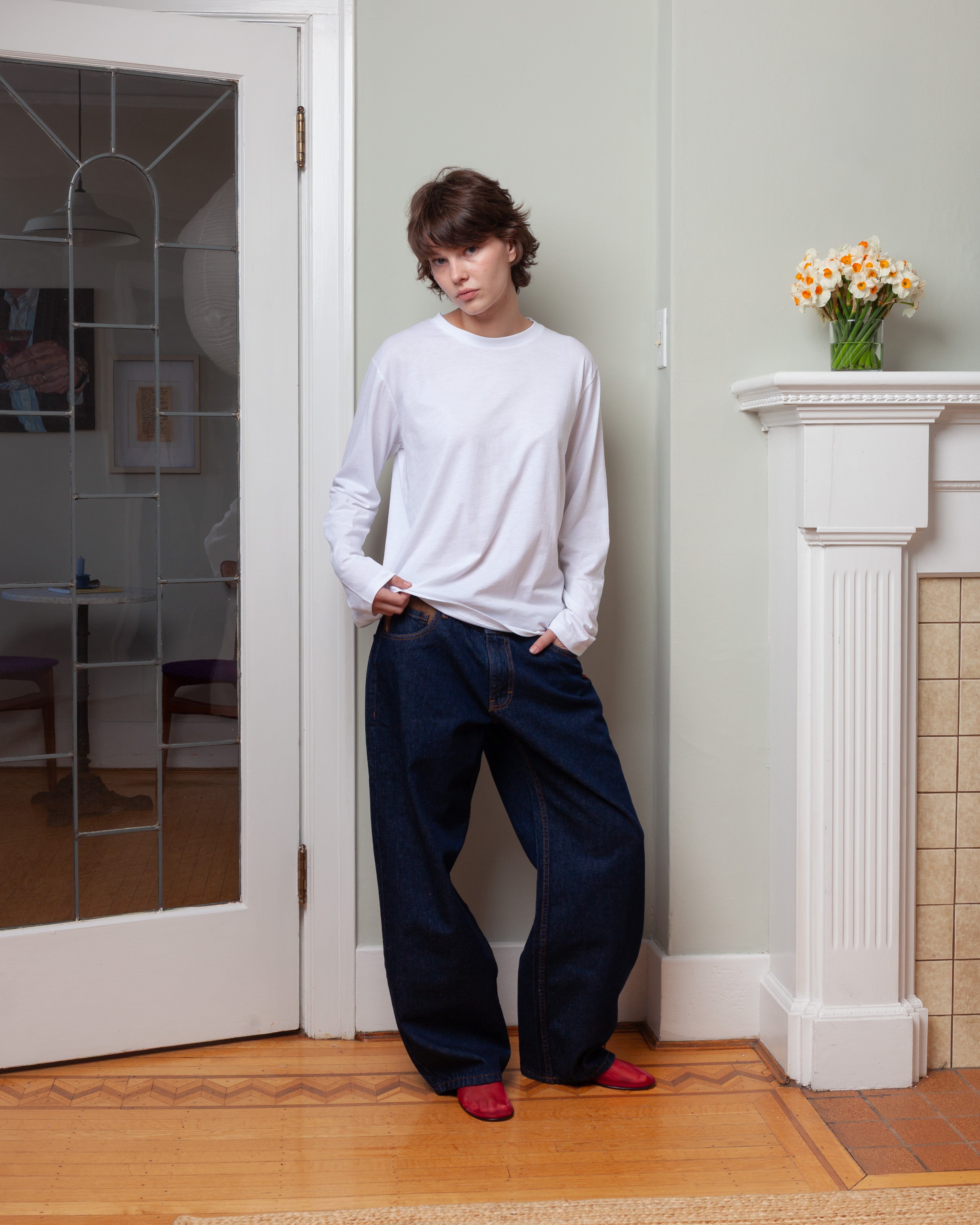 Round Neck L.S. T-Shirt - White