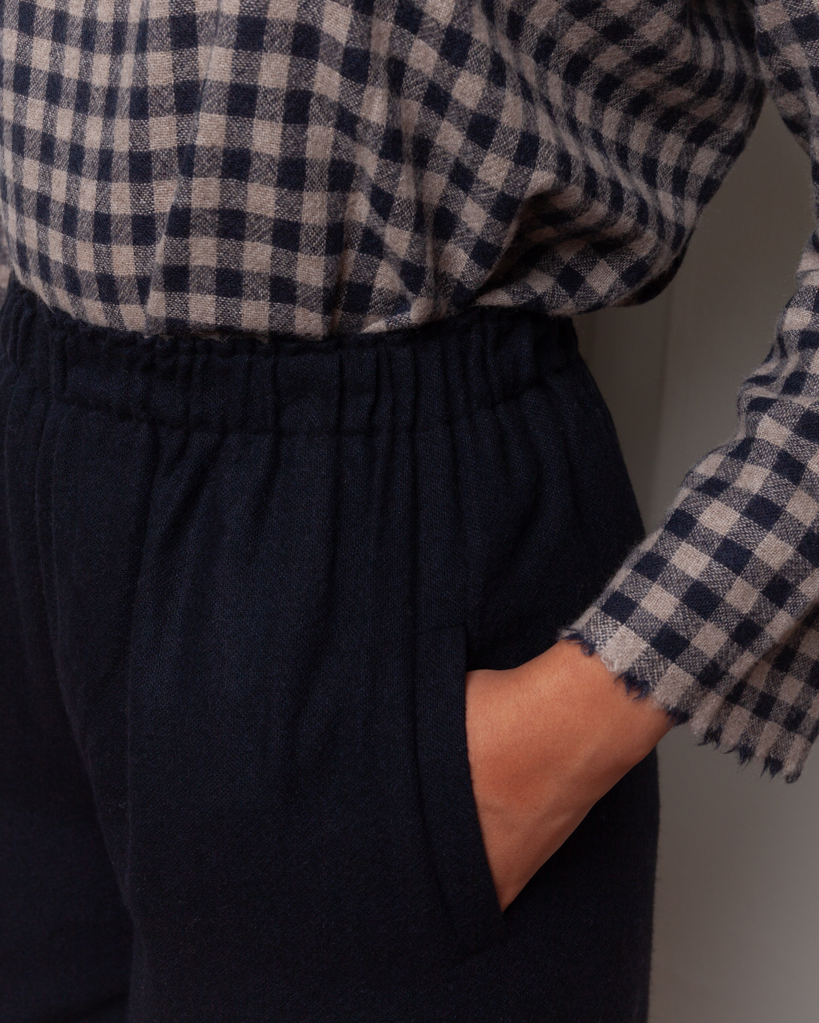 Daniela Gregis-Pajama Trousers w/Pockets - Black/Dark Blue-Pants-Boboli-Vancouver-Canada