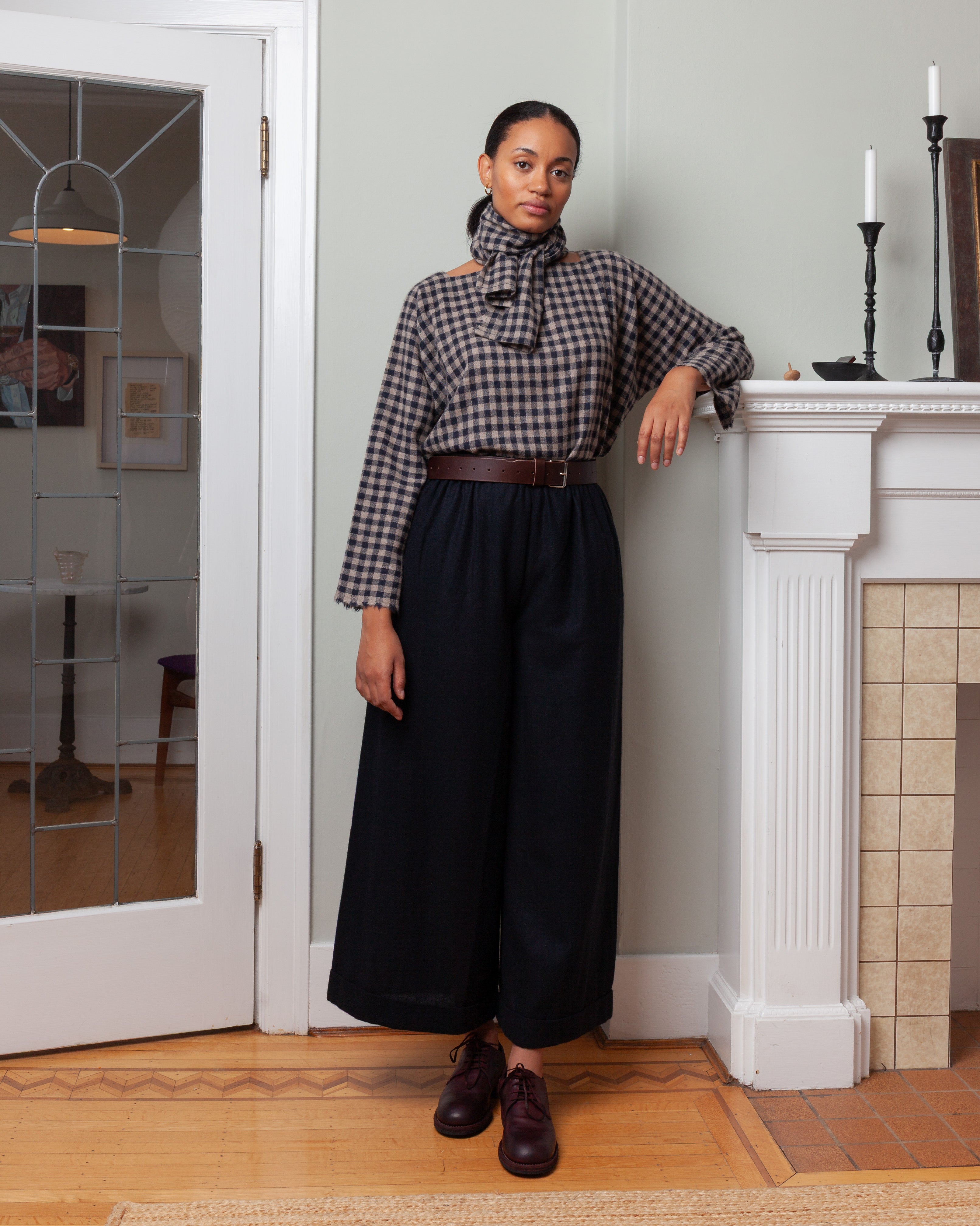 Daniela Gregis-Pajama Trousers w/Pockets - Black/Dark Blue-Pants-Boboli-Vancouver-Canada