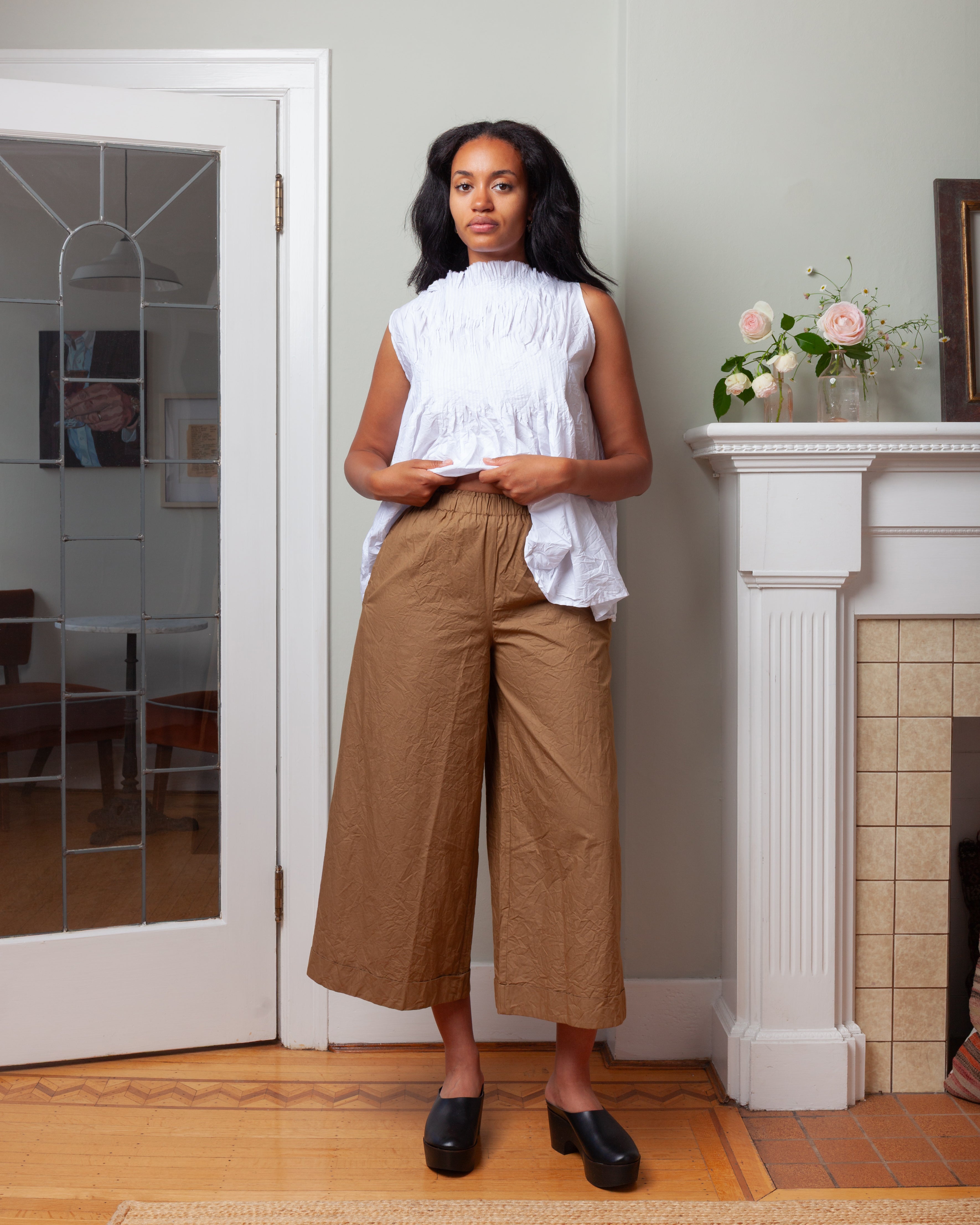 Daniela Gregis-Pantalone Trousers Pigiama Tasche Lavato - Dark Natural-Pants-Boboli-Vancouver-Canada