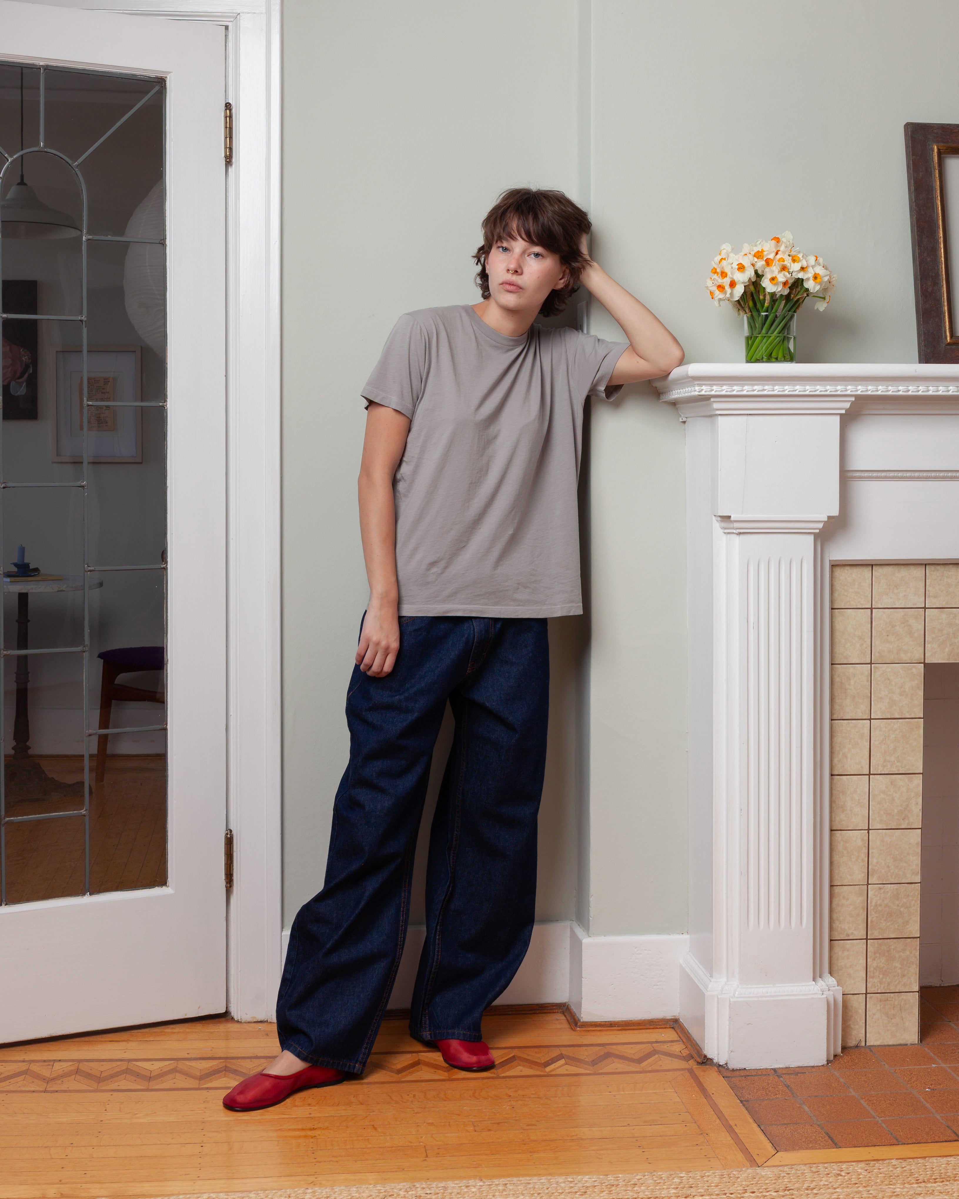 Round Neck S.S. T-Shirt - Gray