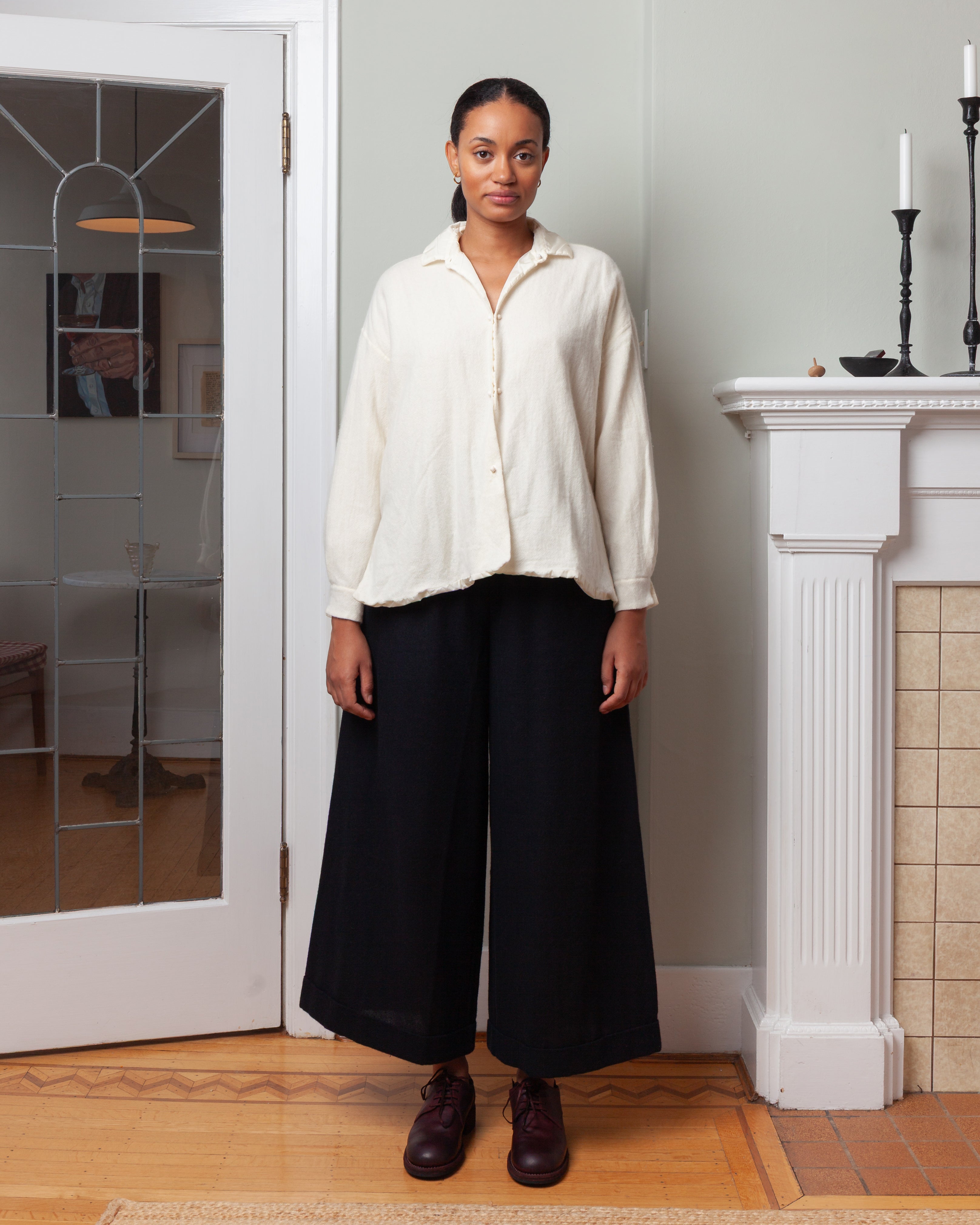 Daniela Gregis-Wide Double Wash Shirt - White Ivory-Shirts-Boboli-Vancouver-Canada