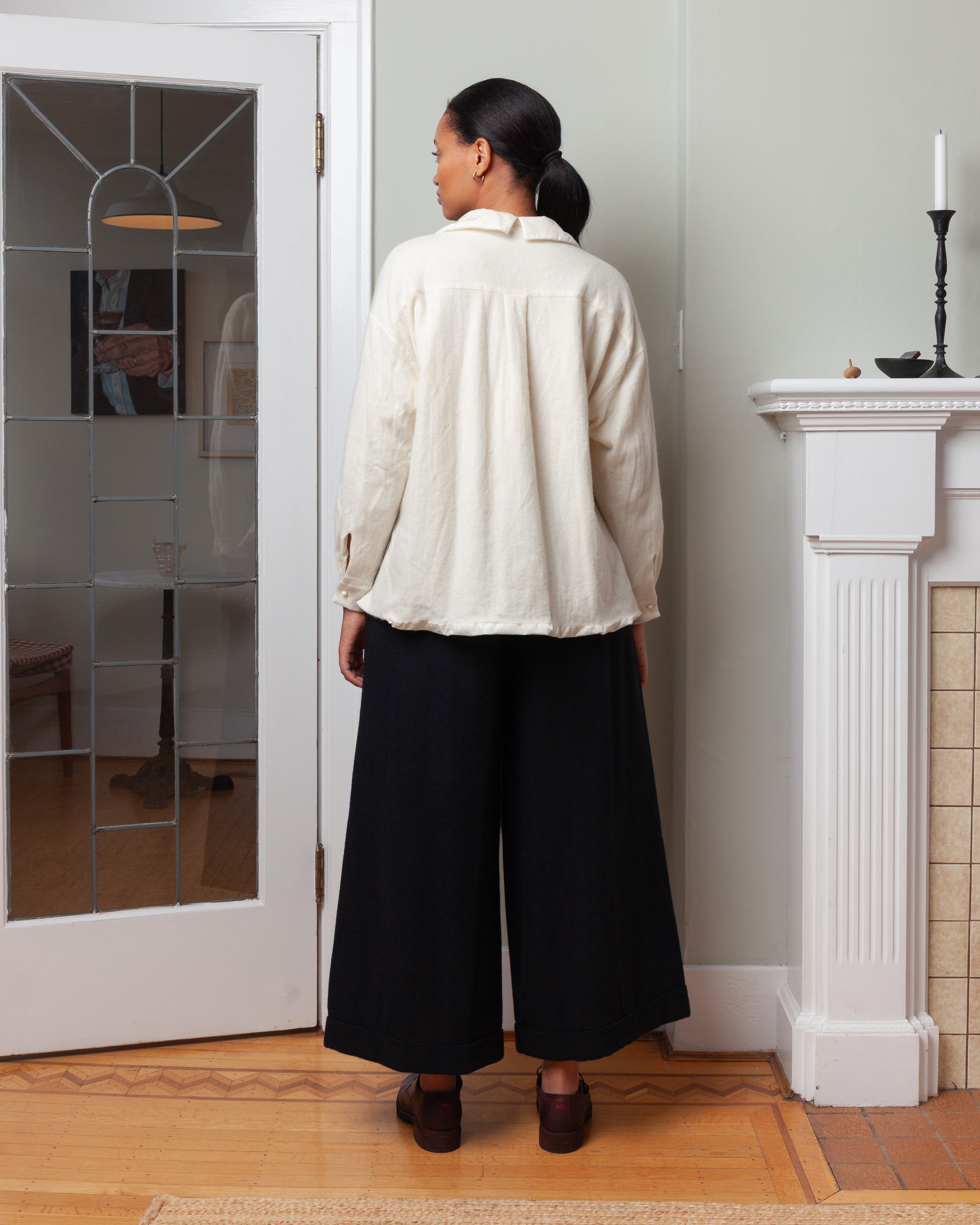 Daniela Gregis-Wide Double Wash Shirt - White Ivory-Shirts-Boboli-Vancouver-Canada