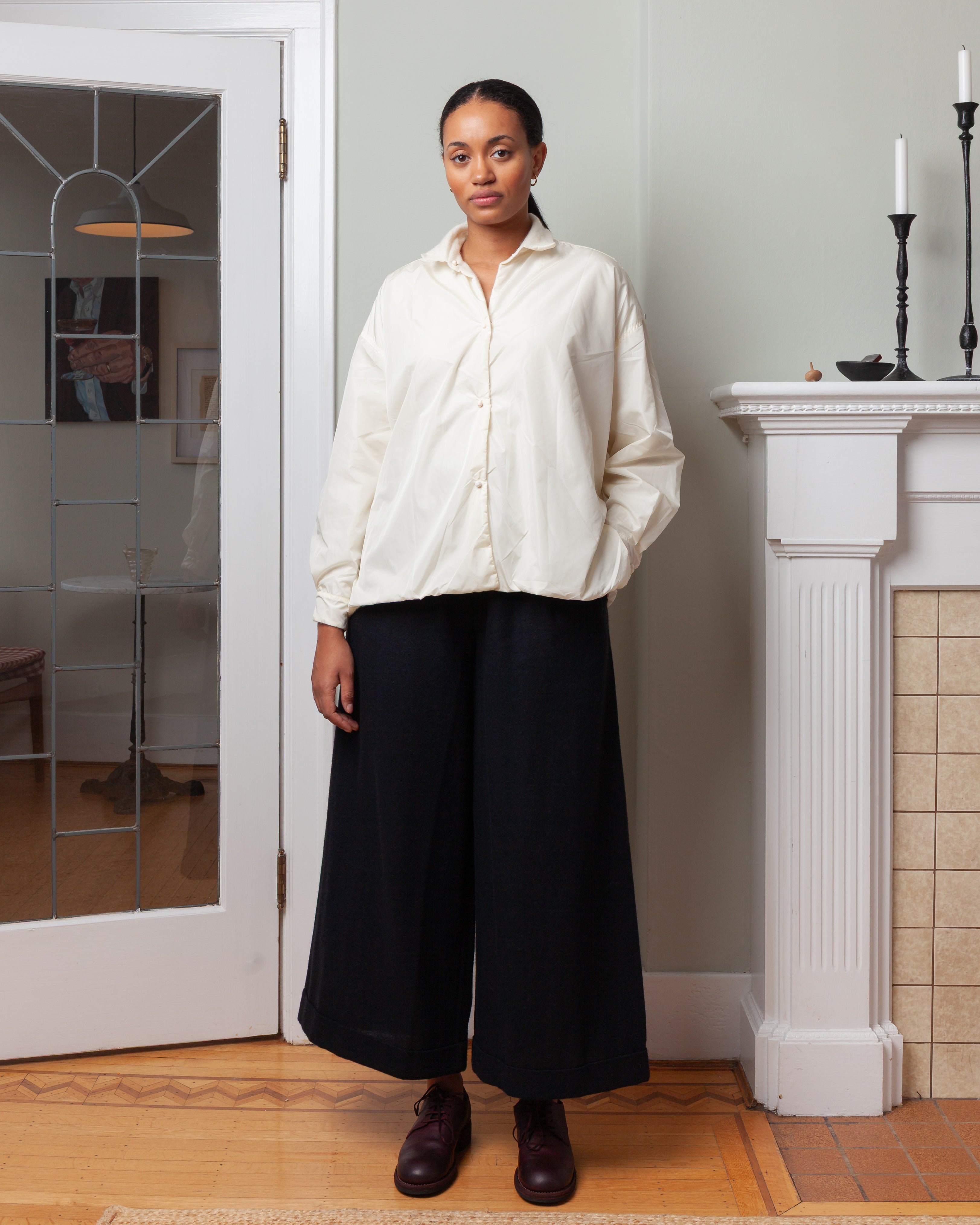 Daniela Gregis-Wide Double Wash Shirt - White Ivory-Shirts-Boboli-Vancouver-Canada