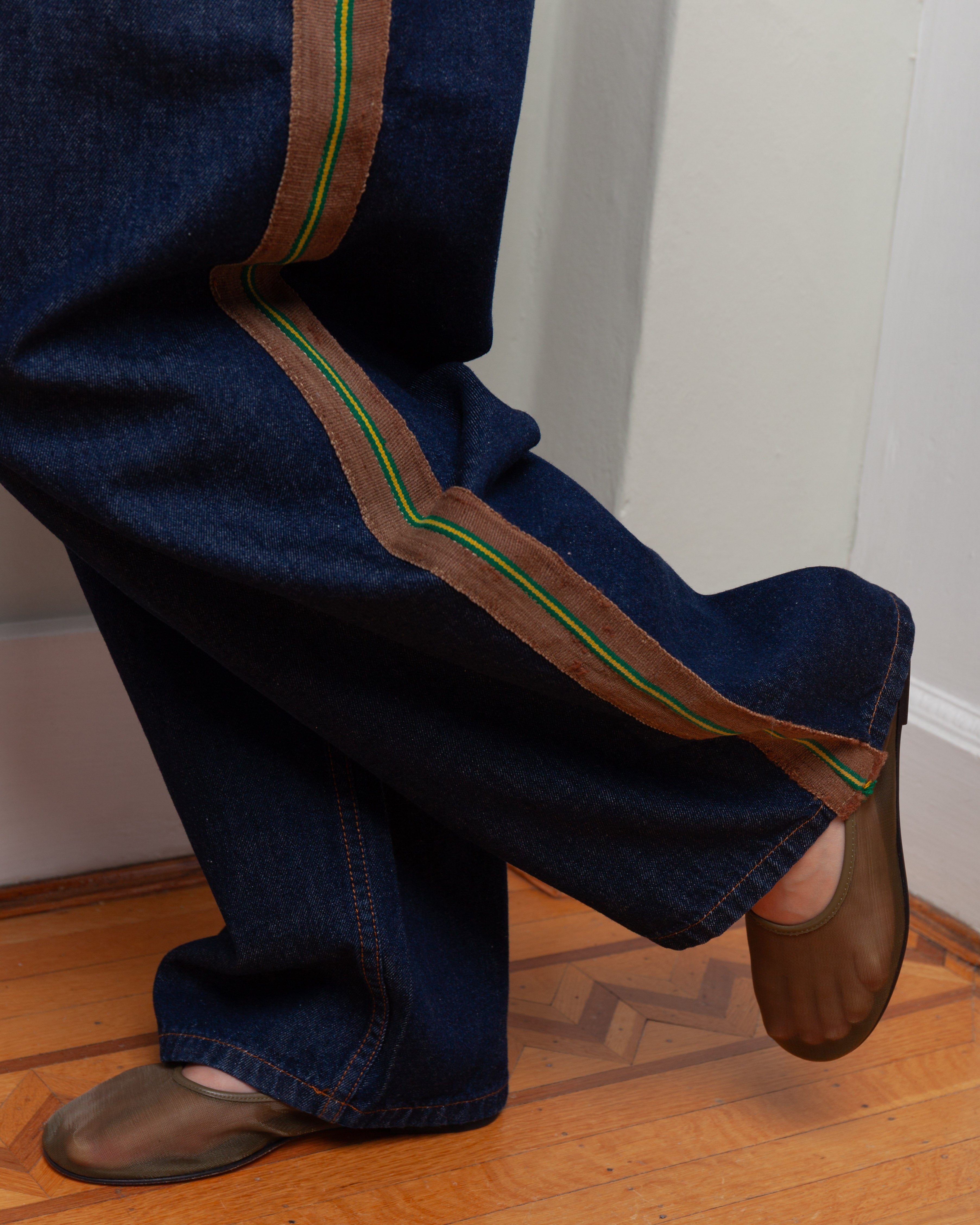 Denim w/Vintage Alpaca Tape - Indigo/Brown